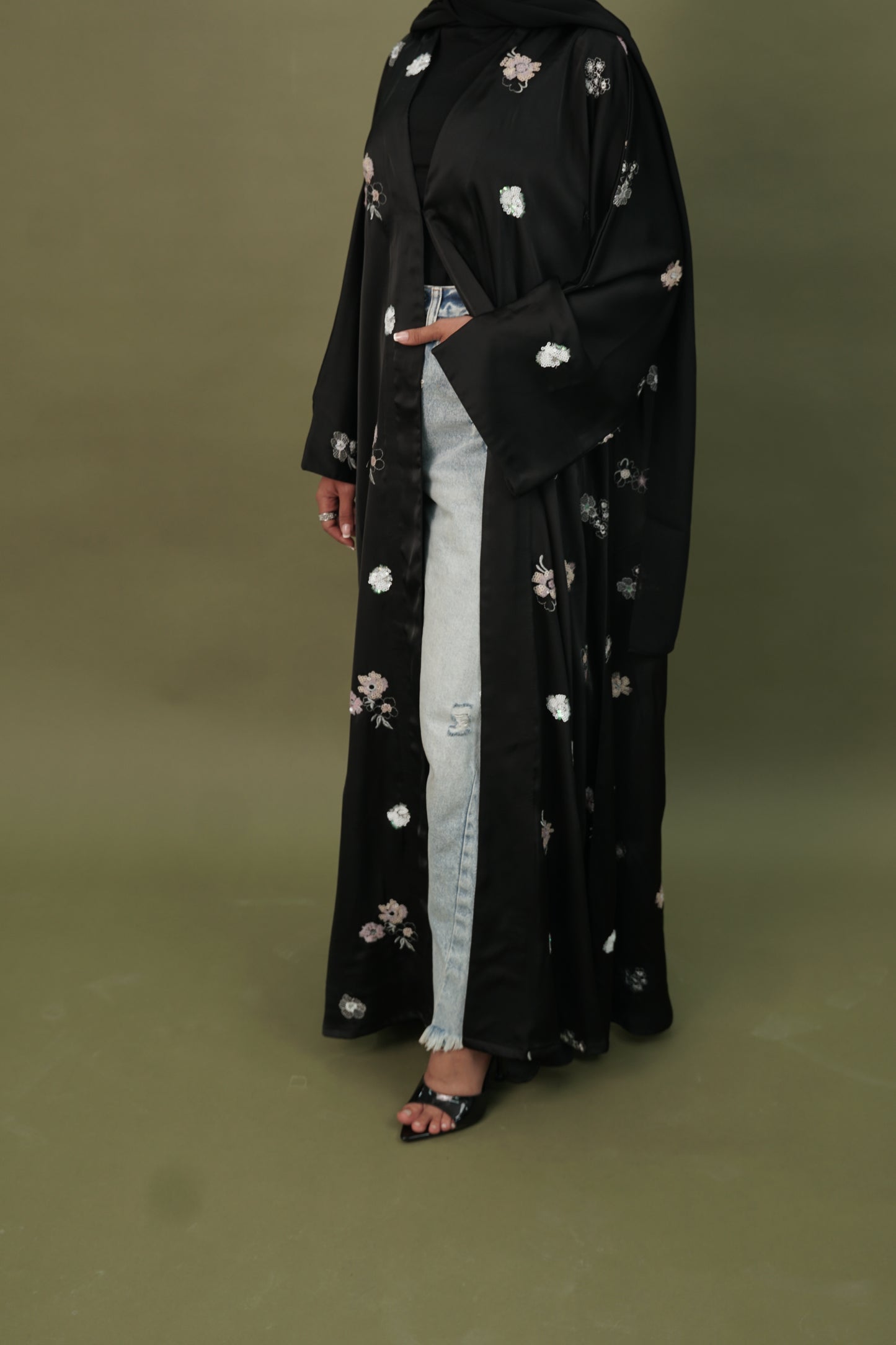 LS174 Black A Cut modest  Abaya