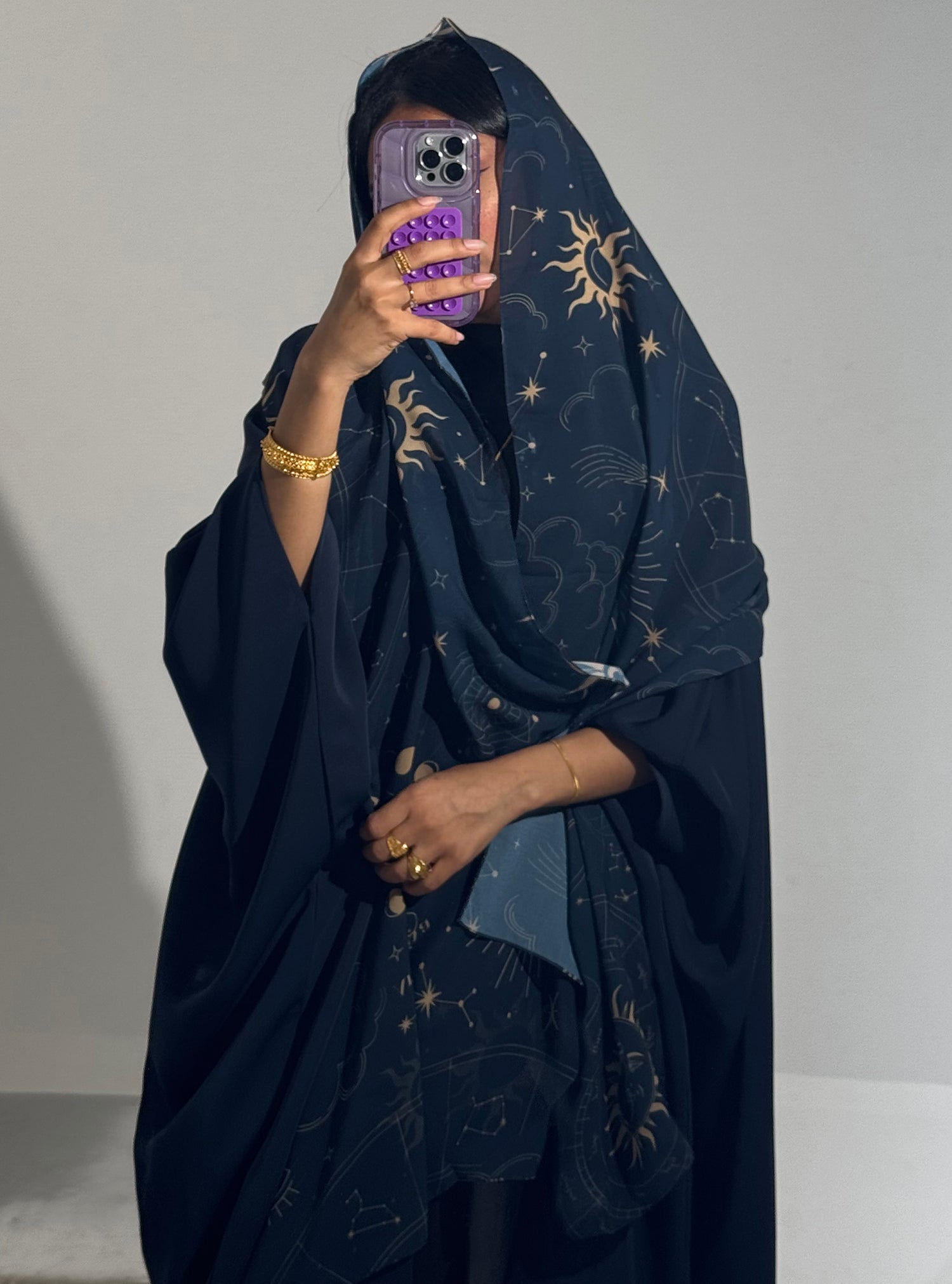 LS183 Navy blue A cut Modest Abaya