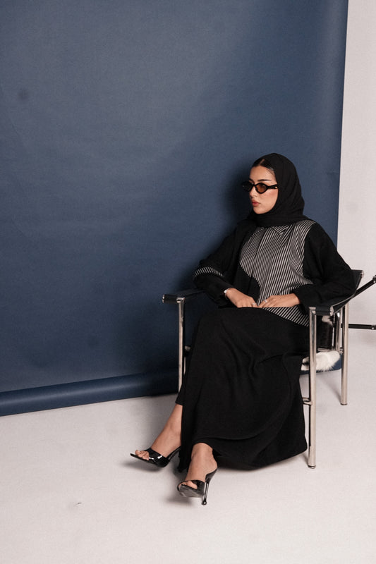 LS179 Black  A Cut Blazer  modest  Abaya