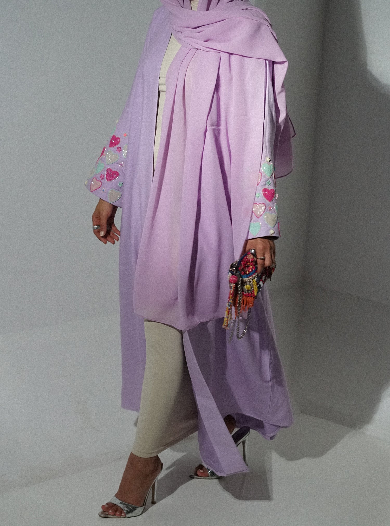 LS146 Light Purple Acut Modest Abaya