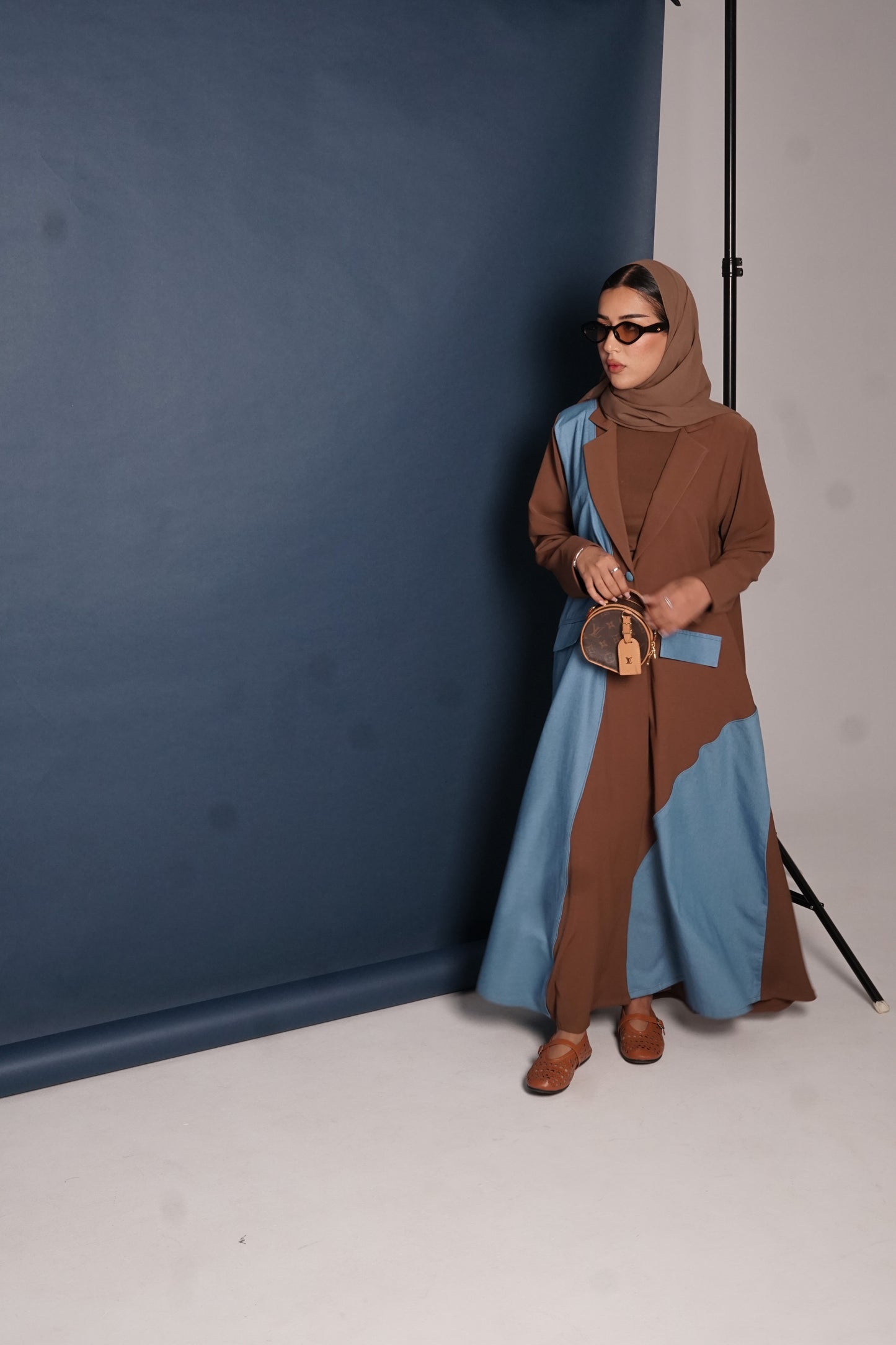 LS178 Brown A Cut Blazer modest  Abaya