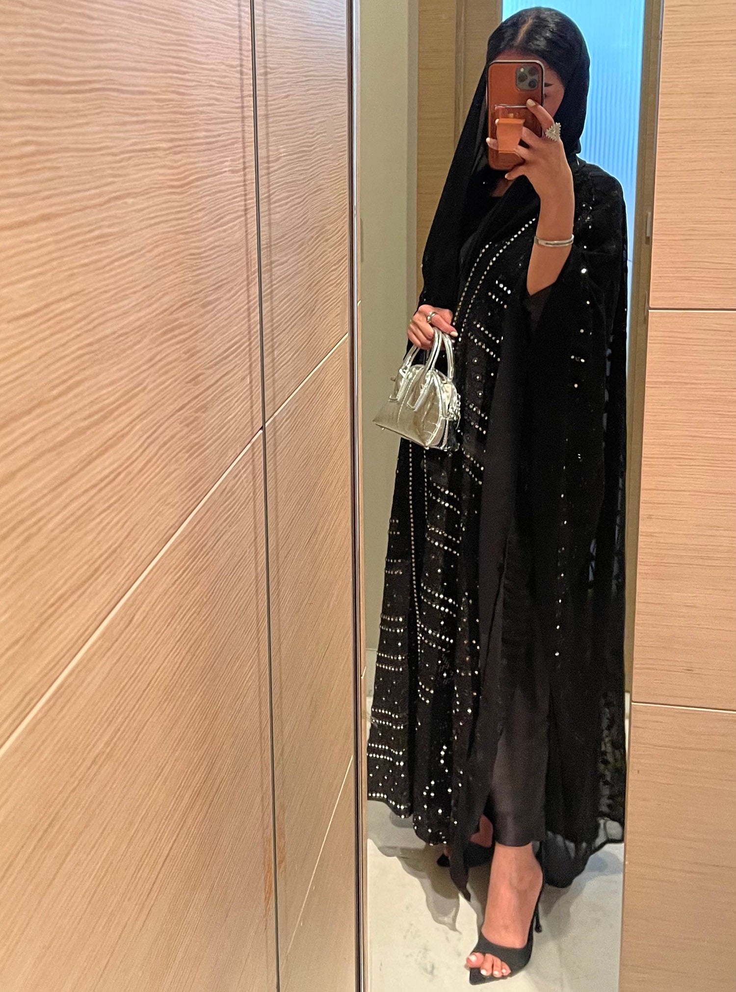LS135 Black Bisht Evening Wear