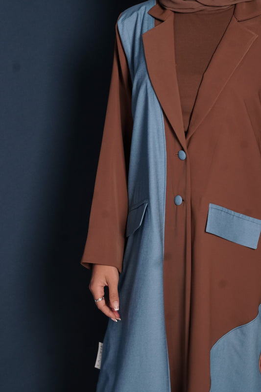 LS178 Brown A Cut Blazer modest  Abaya