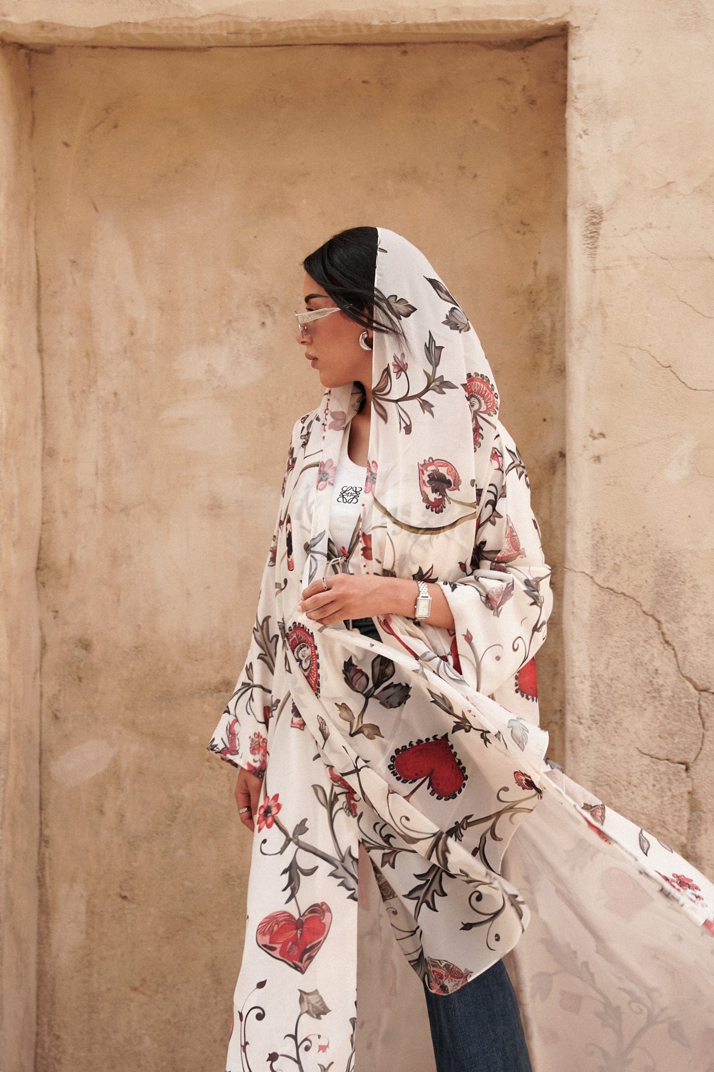 LS169- White A Cut Summer Abaya