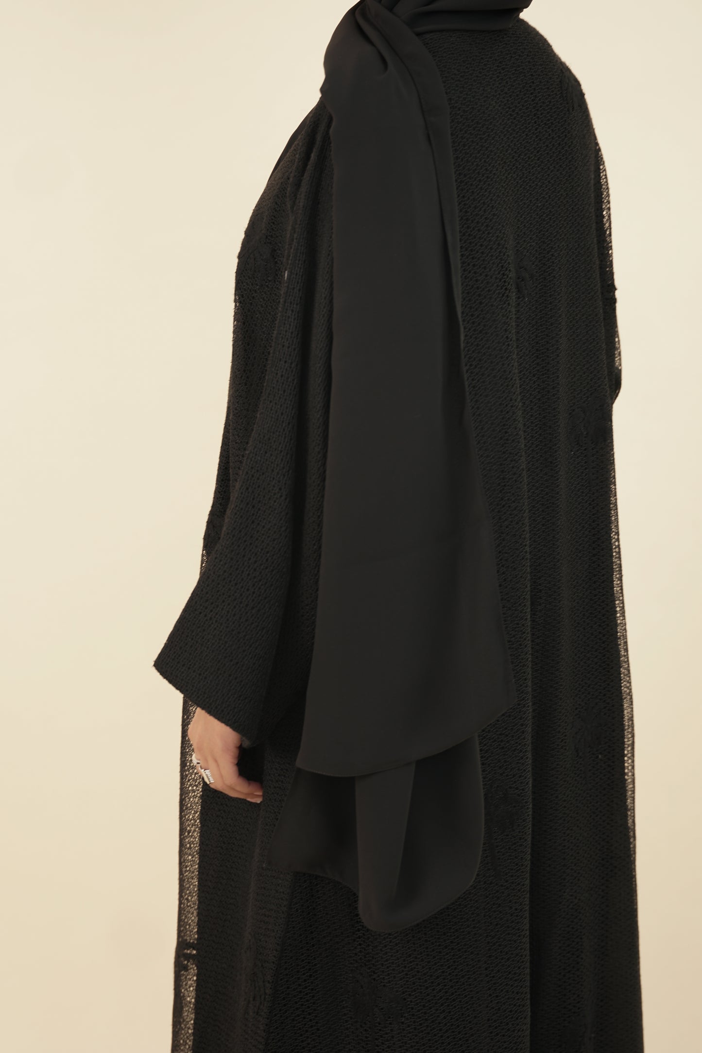 LS173 Black A Cut Summer Abaya