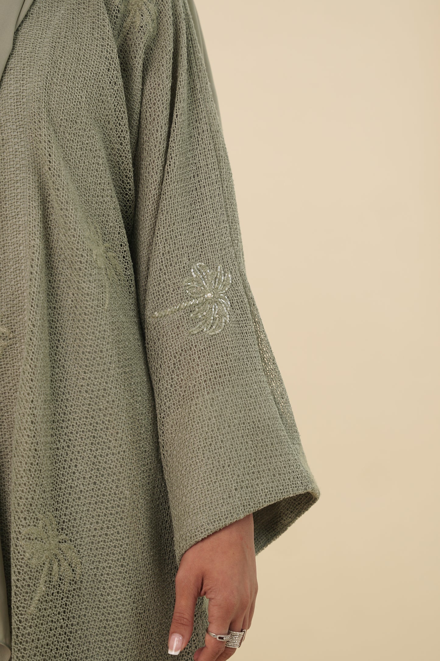 LS172 Green   A Cut Summer Abaya