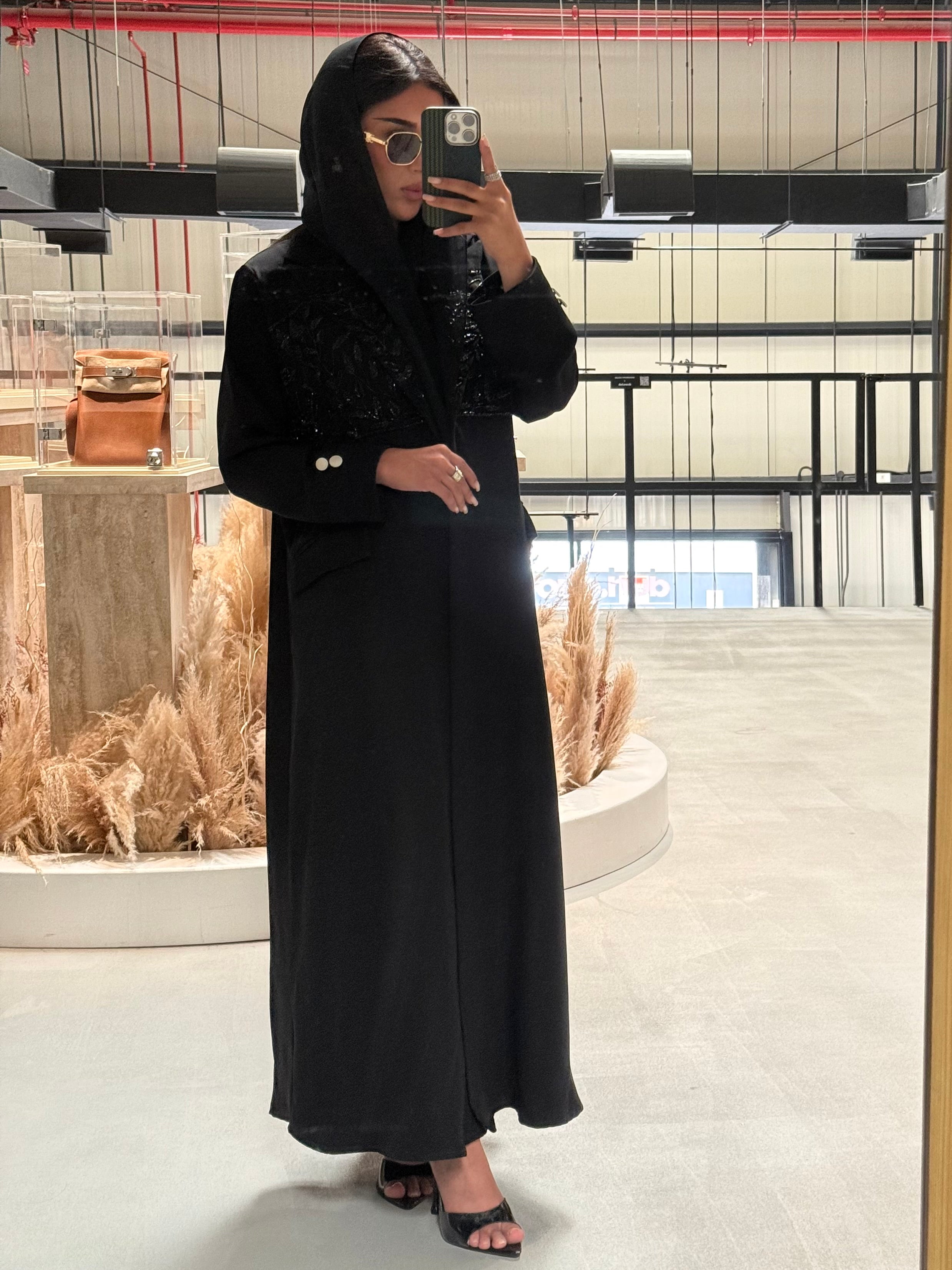 LS185 Black Blazer A Cut modest  Abaya