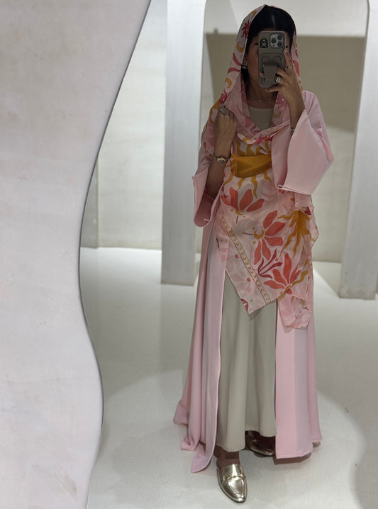 LS184 Pinky A cut Modest Abaya
