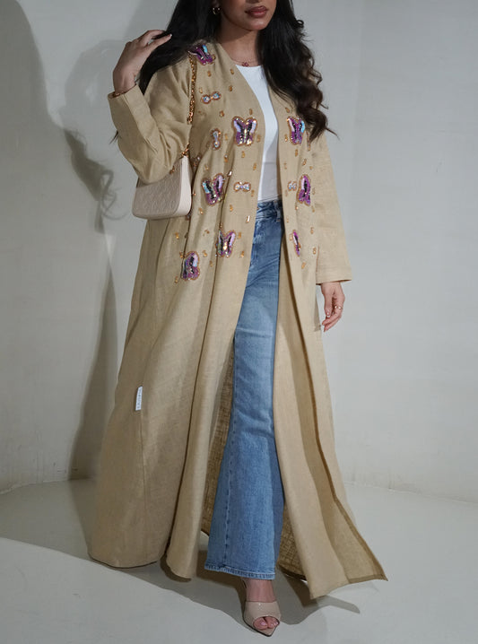 LS125 Beige Acut Modest Abaya