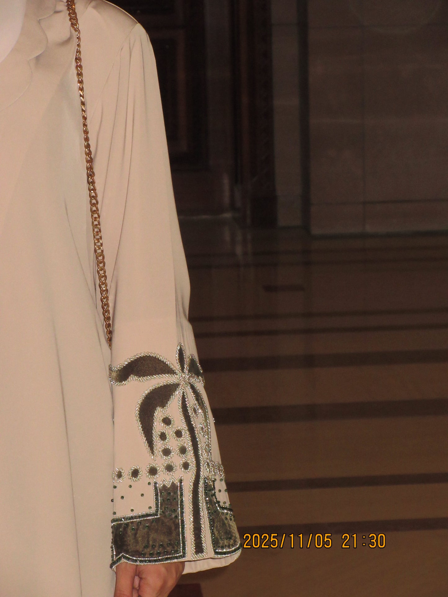 LS190 Beige A cut Modest Abaya