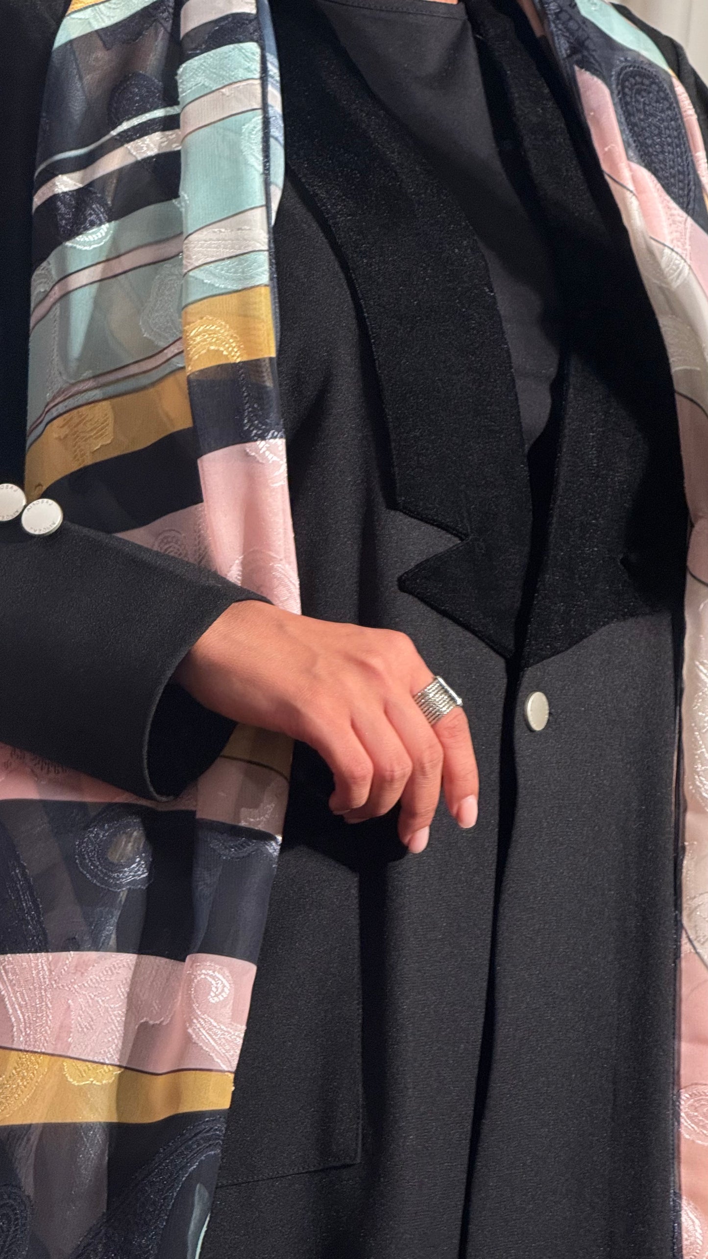 LS189  Black Blazer A Cut Summer  Abaya