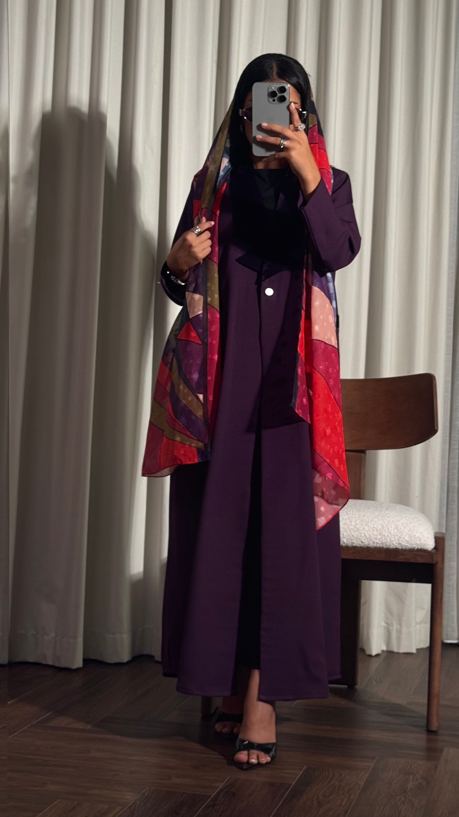LS188 Purple Blazer A Cut Summer  Abaya