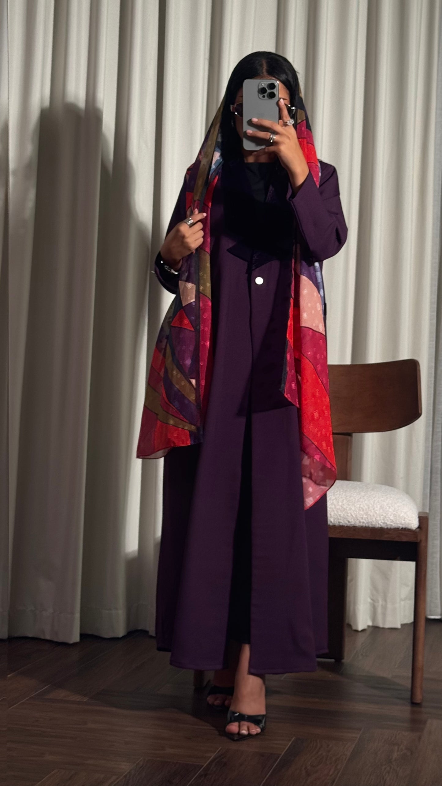 LS188 Purple Blazer A Cut Summer  Abaya