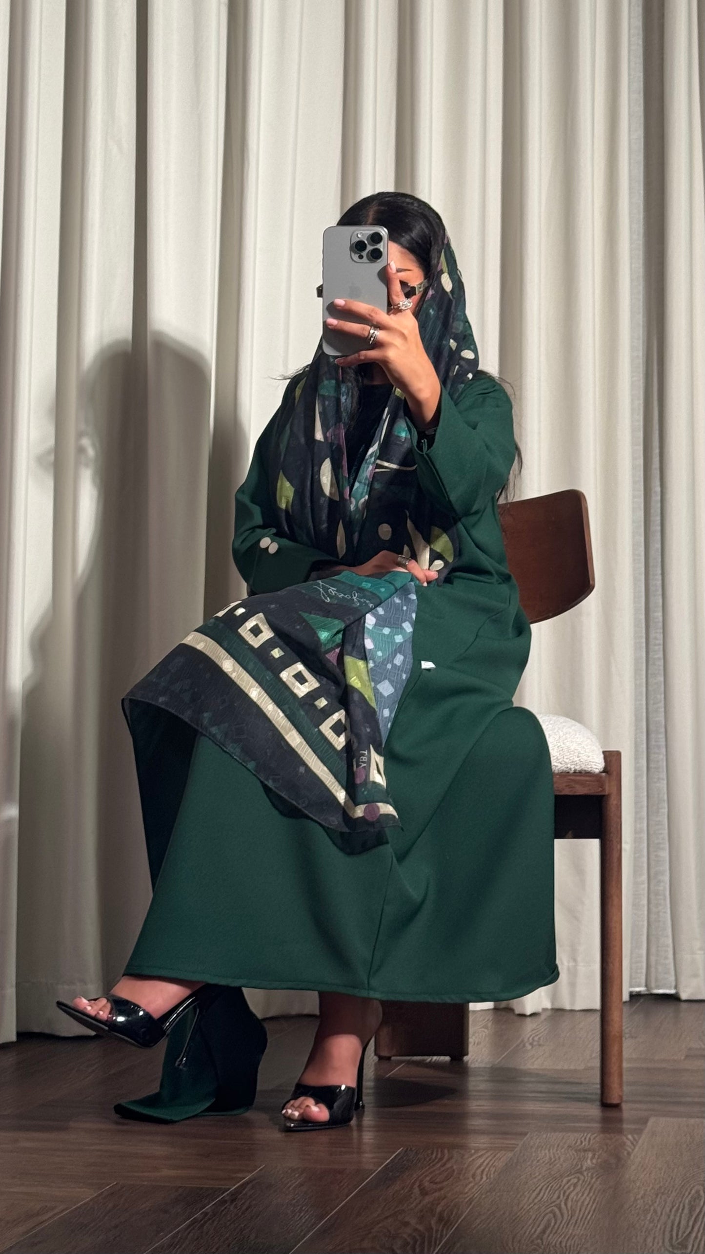 LS187 green Blazer A Cut Summer Abaya