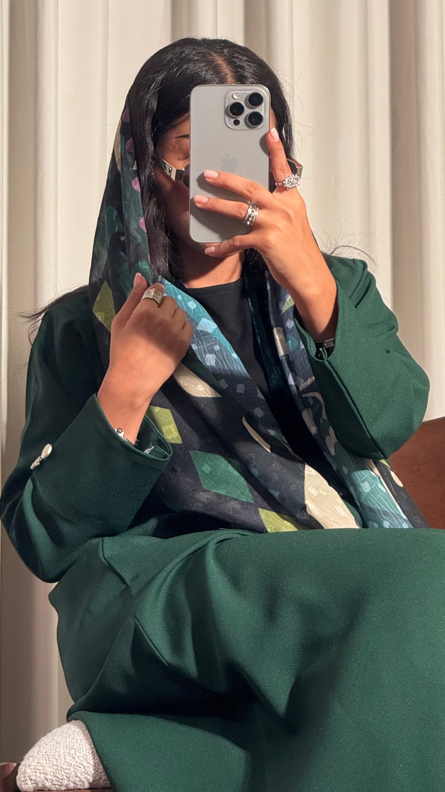 LS187 green Blazer A Cut Summer Abaya