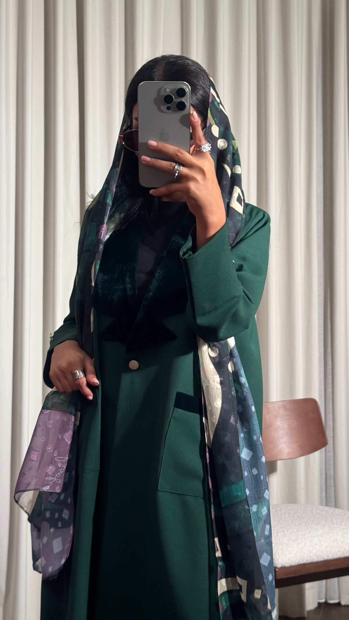 LS187 green Blazer A Cut Summer Abaya