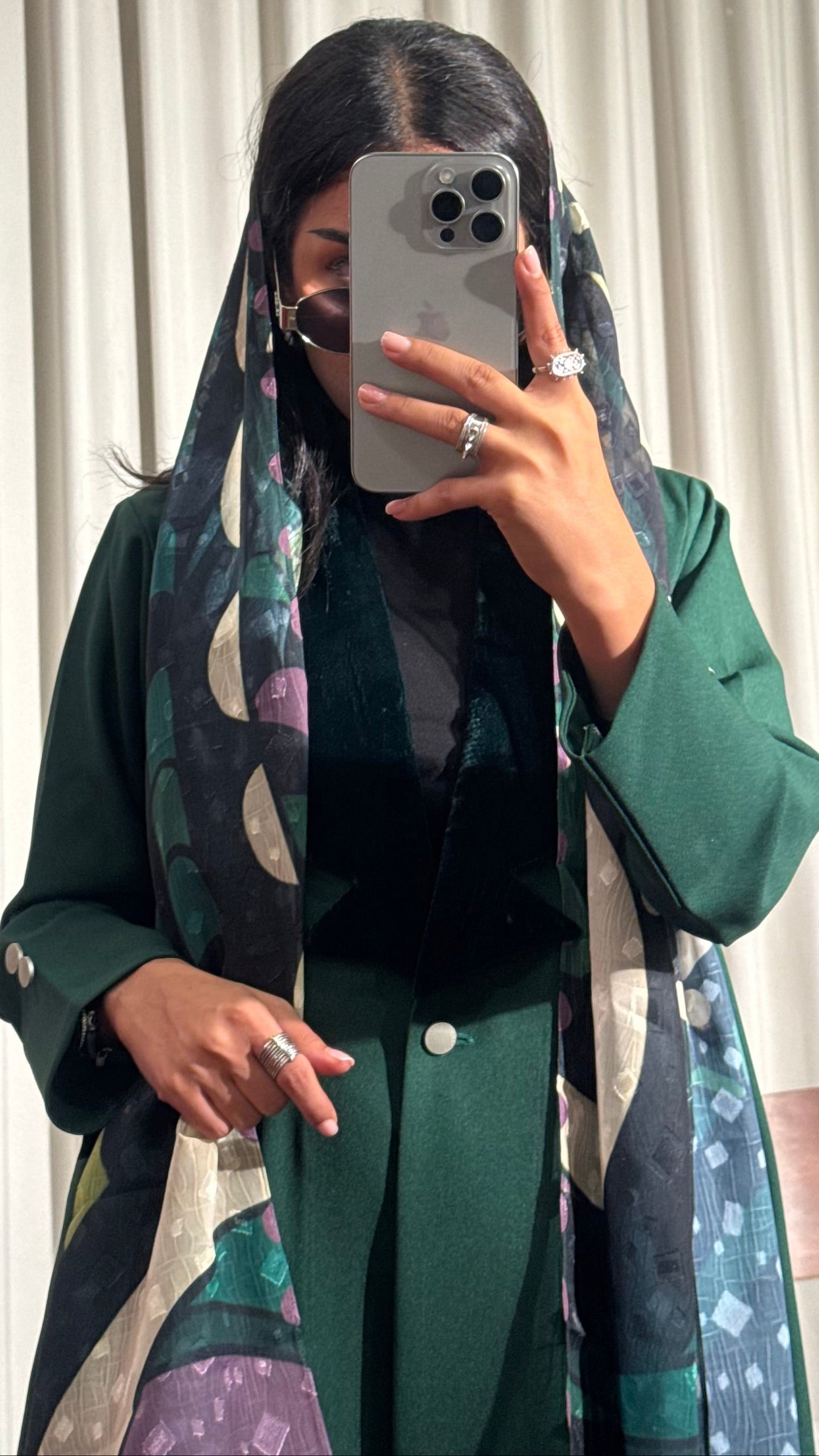 LS187 green Blazer A Cut Summer Abaya