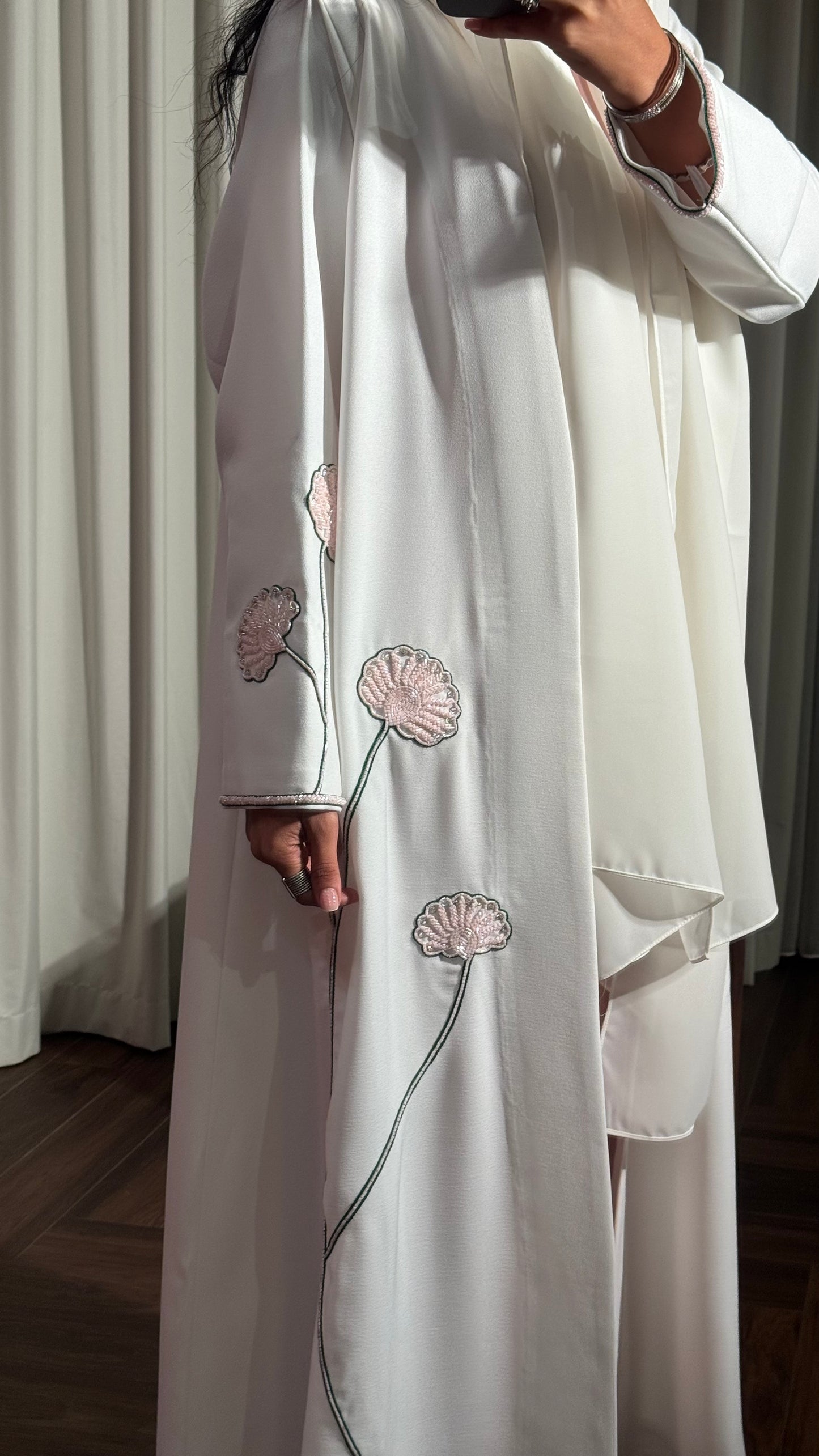 LS191 white A cut Modest Abaya