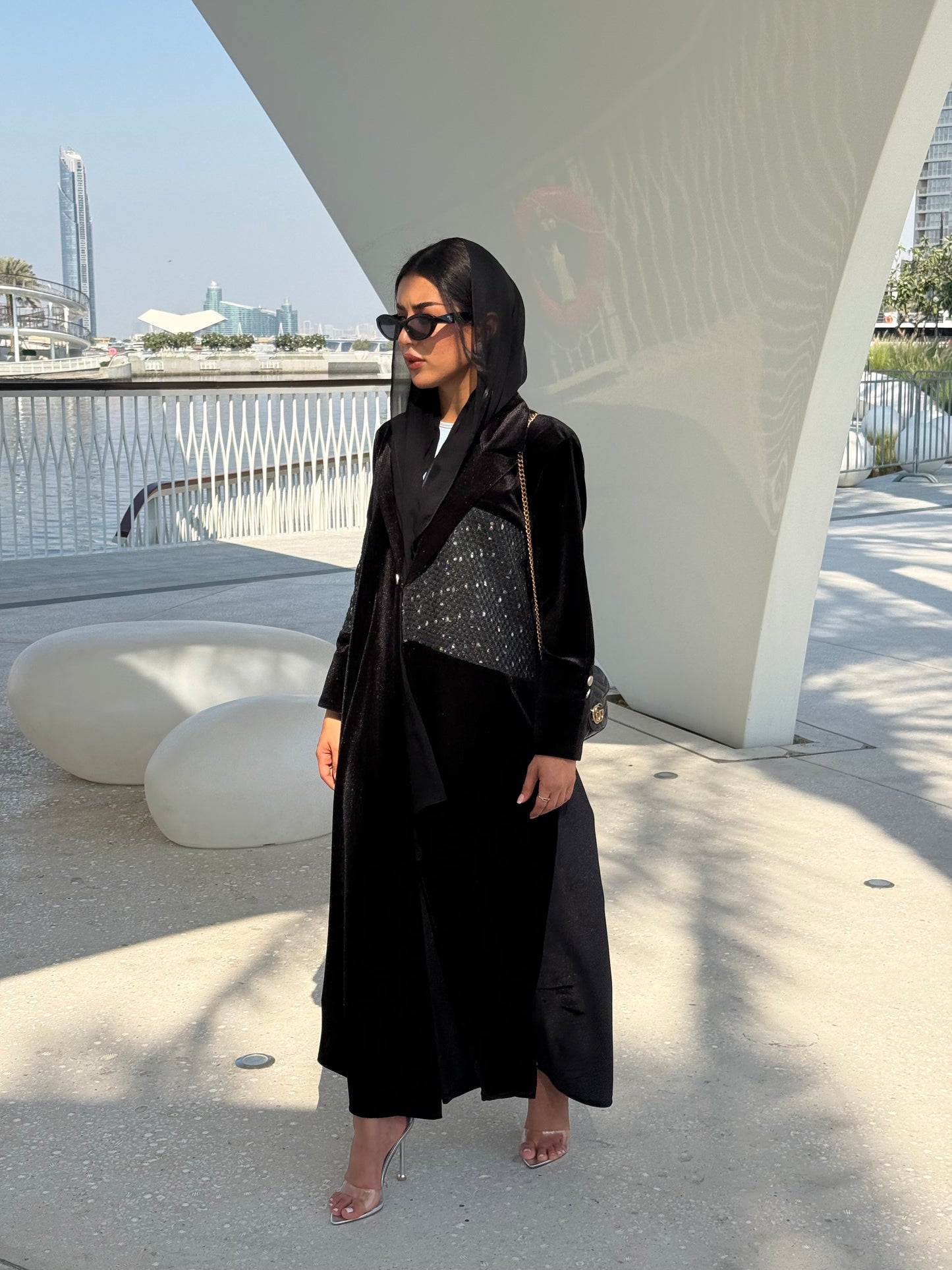 LS197 Black Blazer Cut Summer velvet Abaya (Copy)