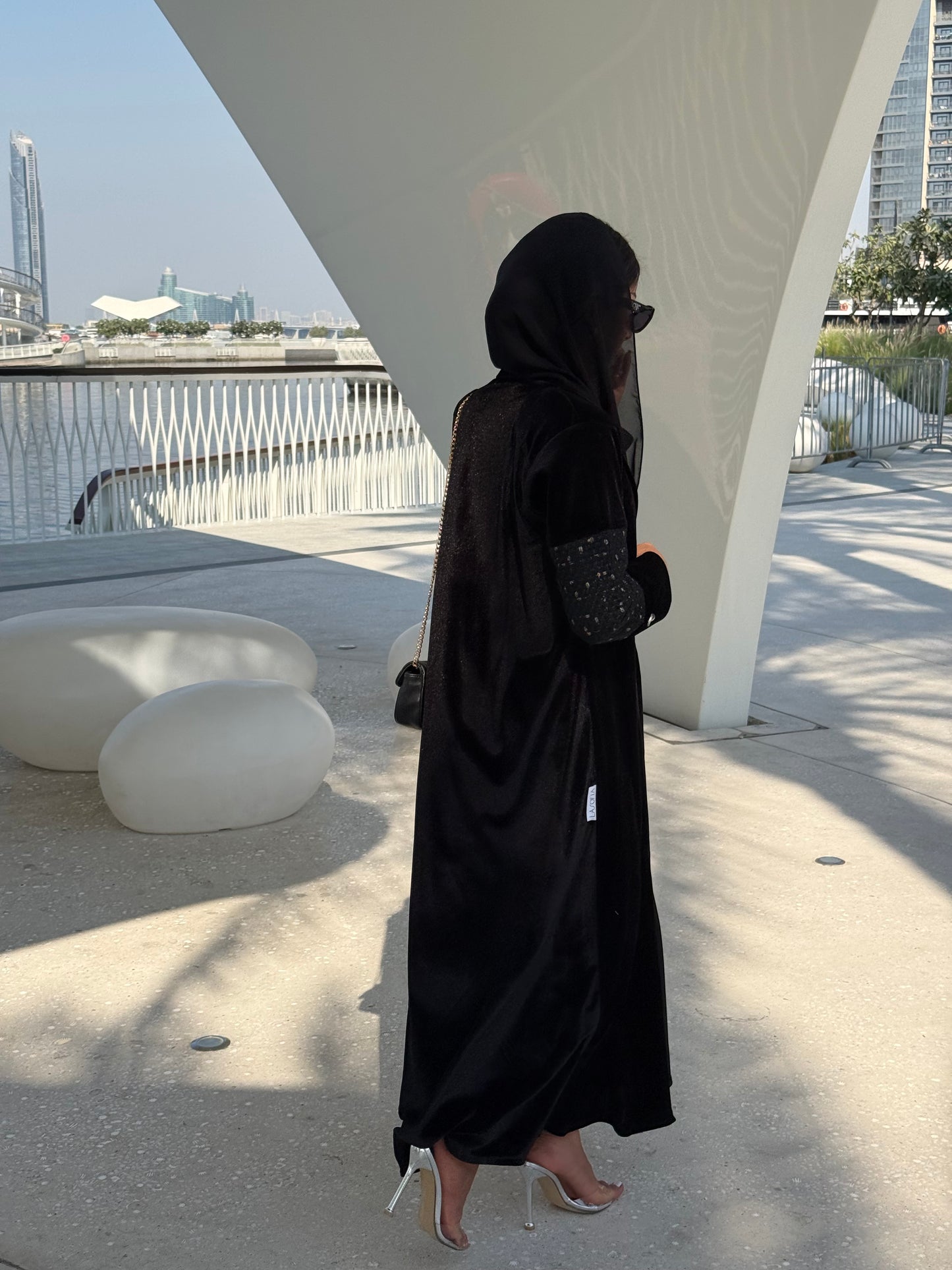 LS197 Black Blazer Cut Summer velvet Abaya (Copy)