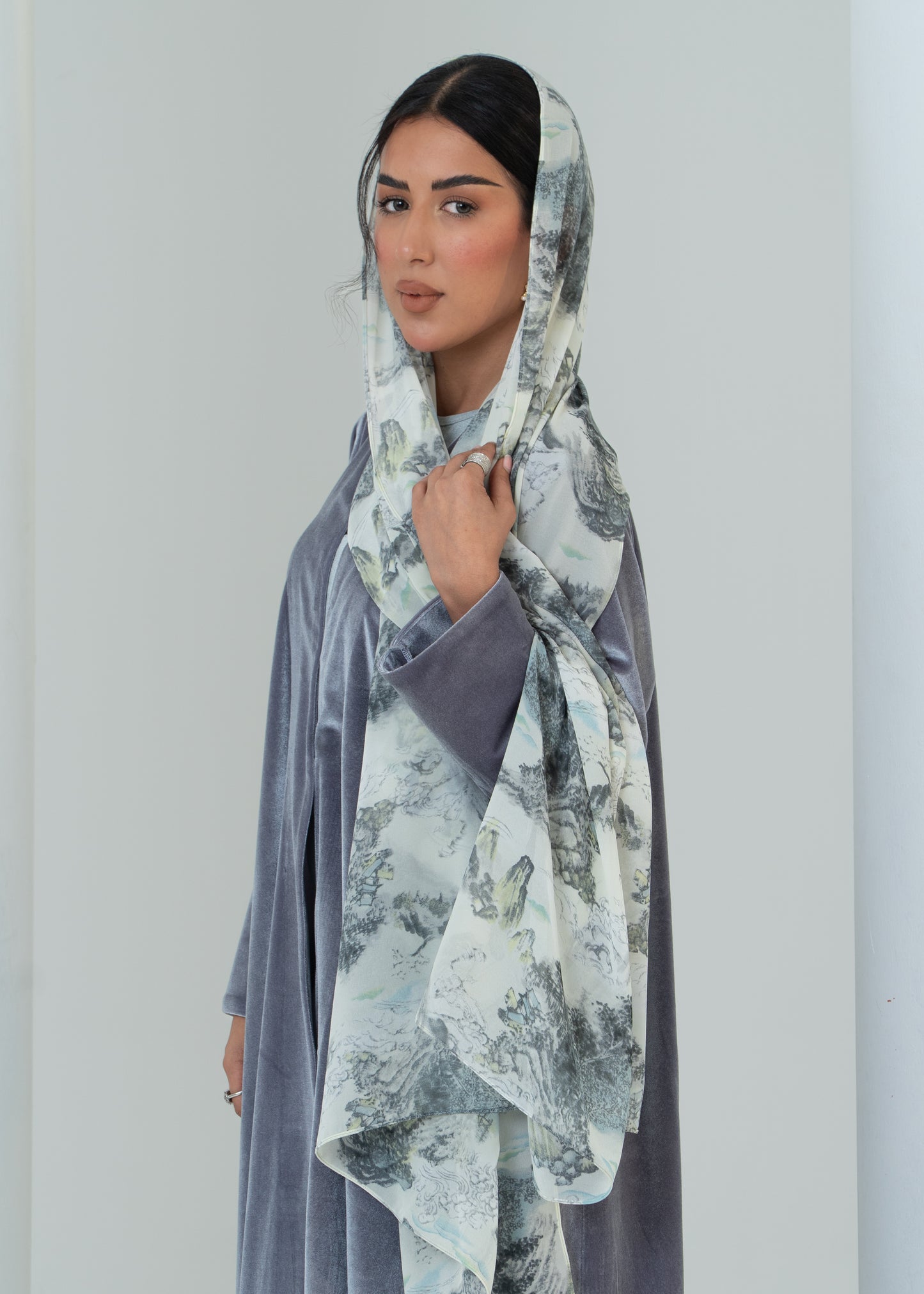 LS196 Grey A Cut Velvet Summer Abaya (Copy) (Copy)