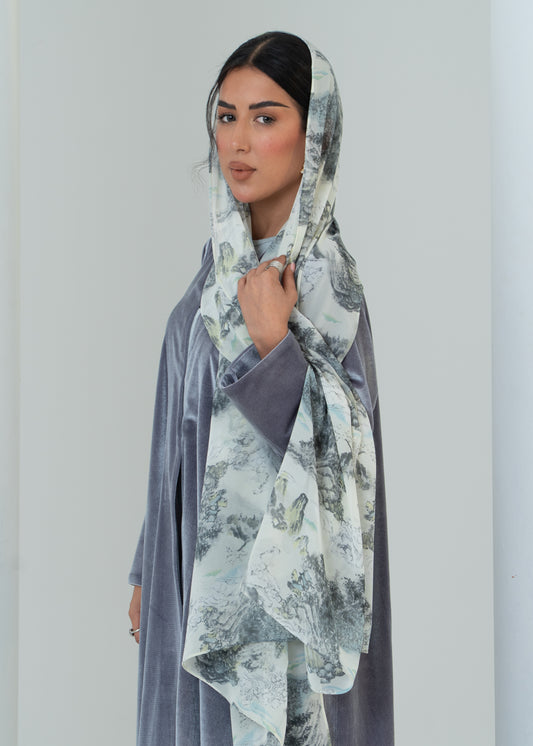 LS196 Grey A Cut Velvet Summer Abaya (Copy) (Copy)