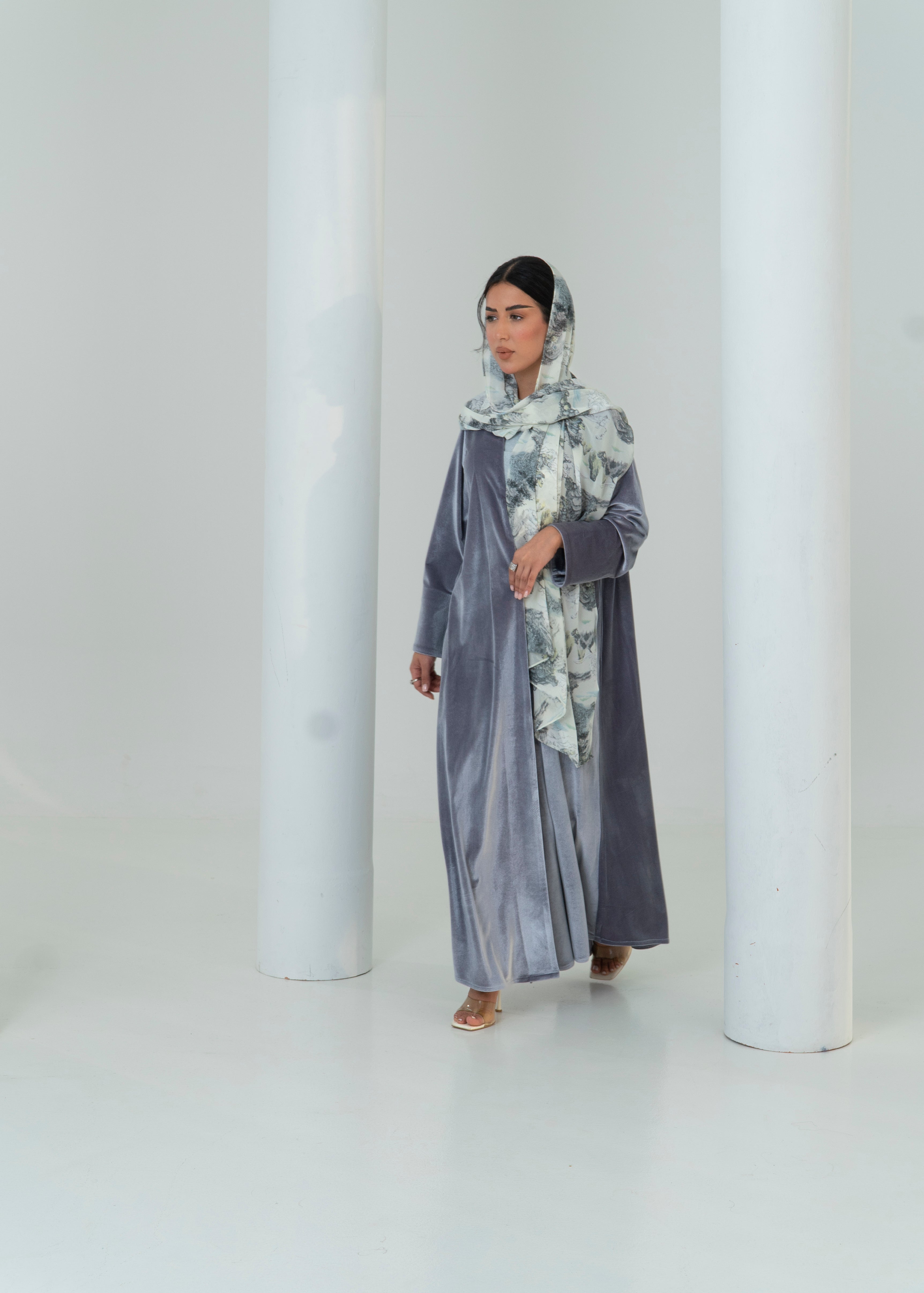 LS196 Grey A Cut Velvet Summer Abaya (Copy) (Copy)