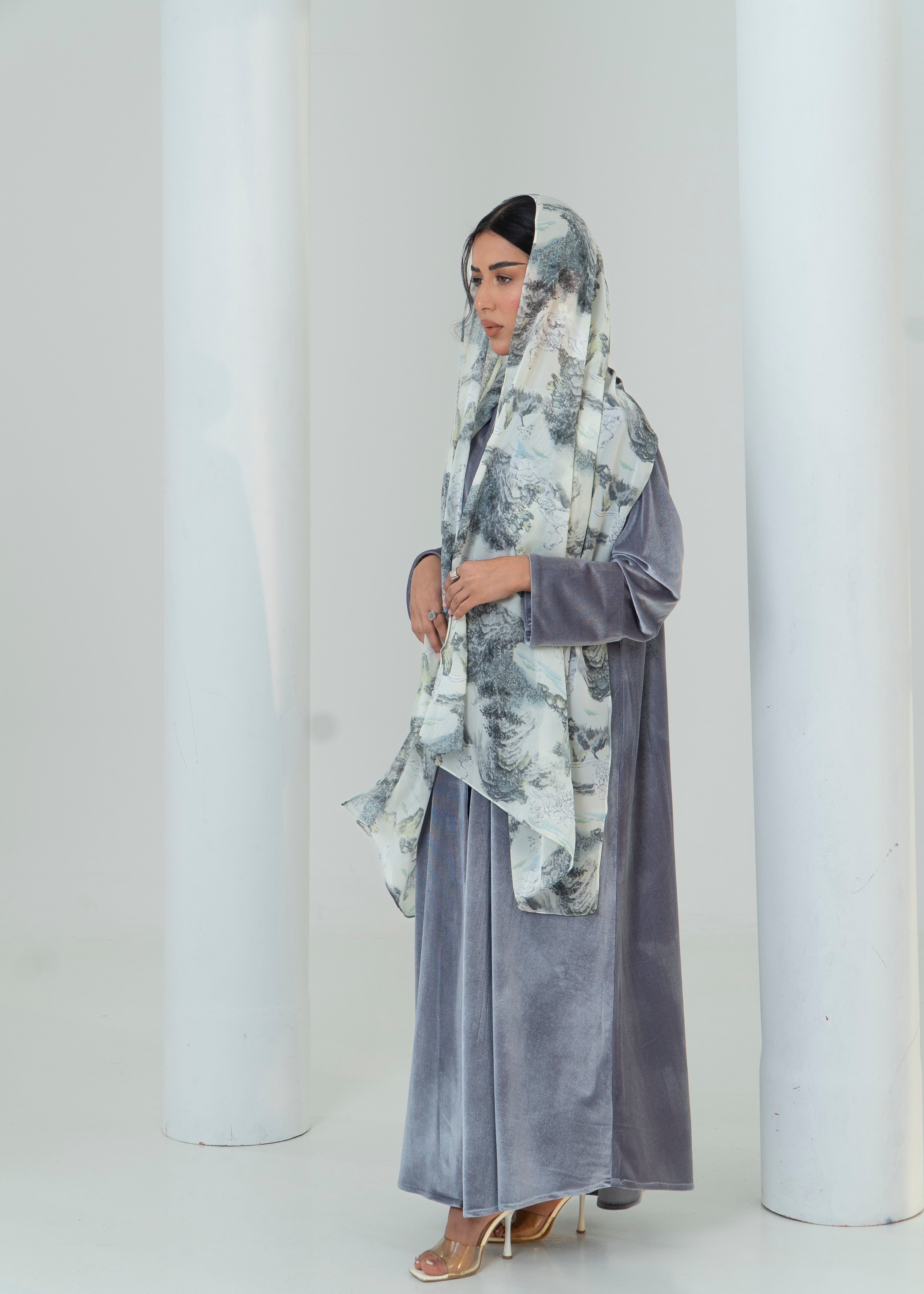 LS196 Grey A Cut Velvet Summer Abaya (Copy) (Copy)
