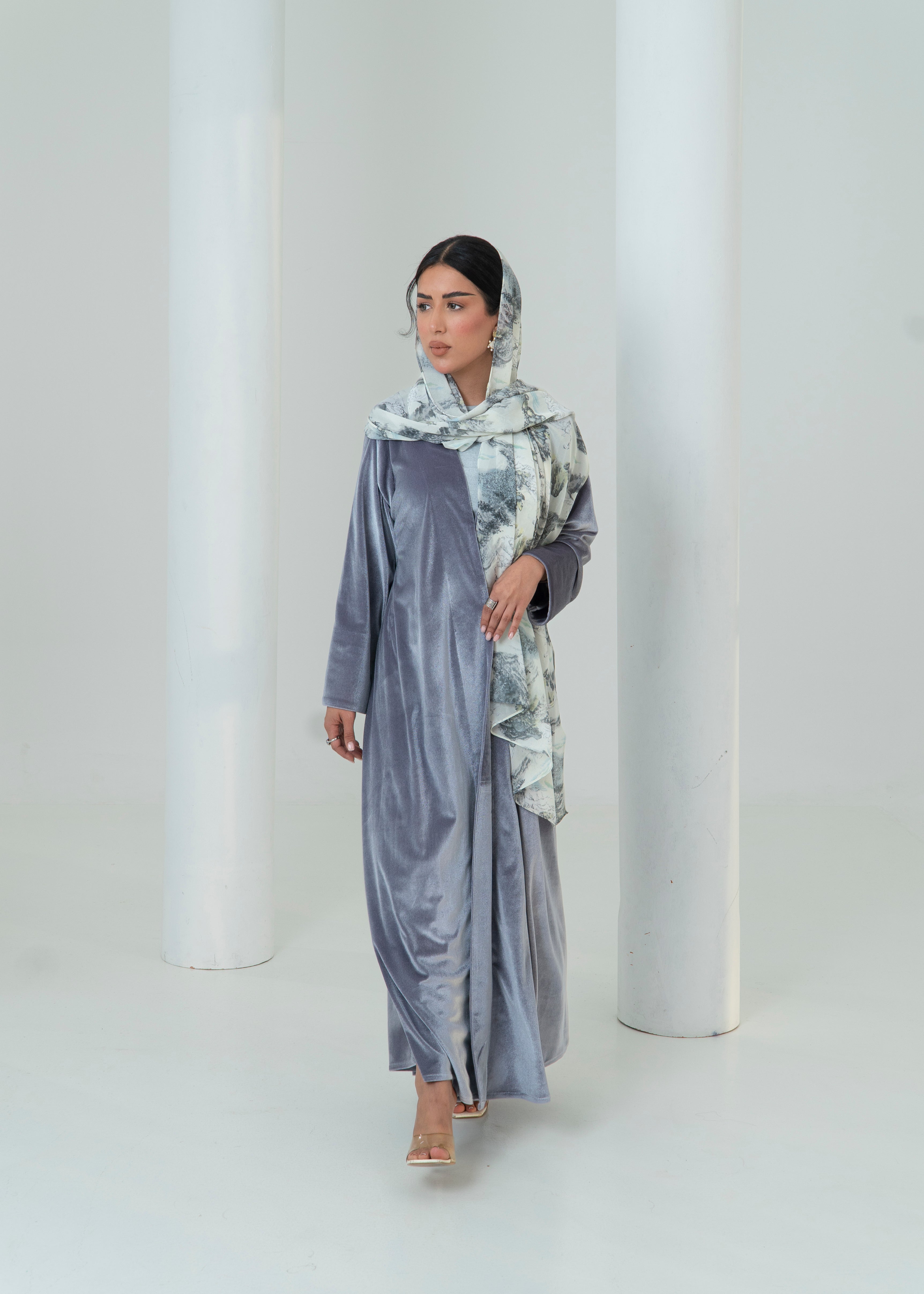 LS196 Grey A Cut Velvet Summer Abaya (Copy) (Copy)