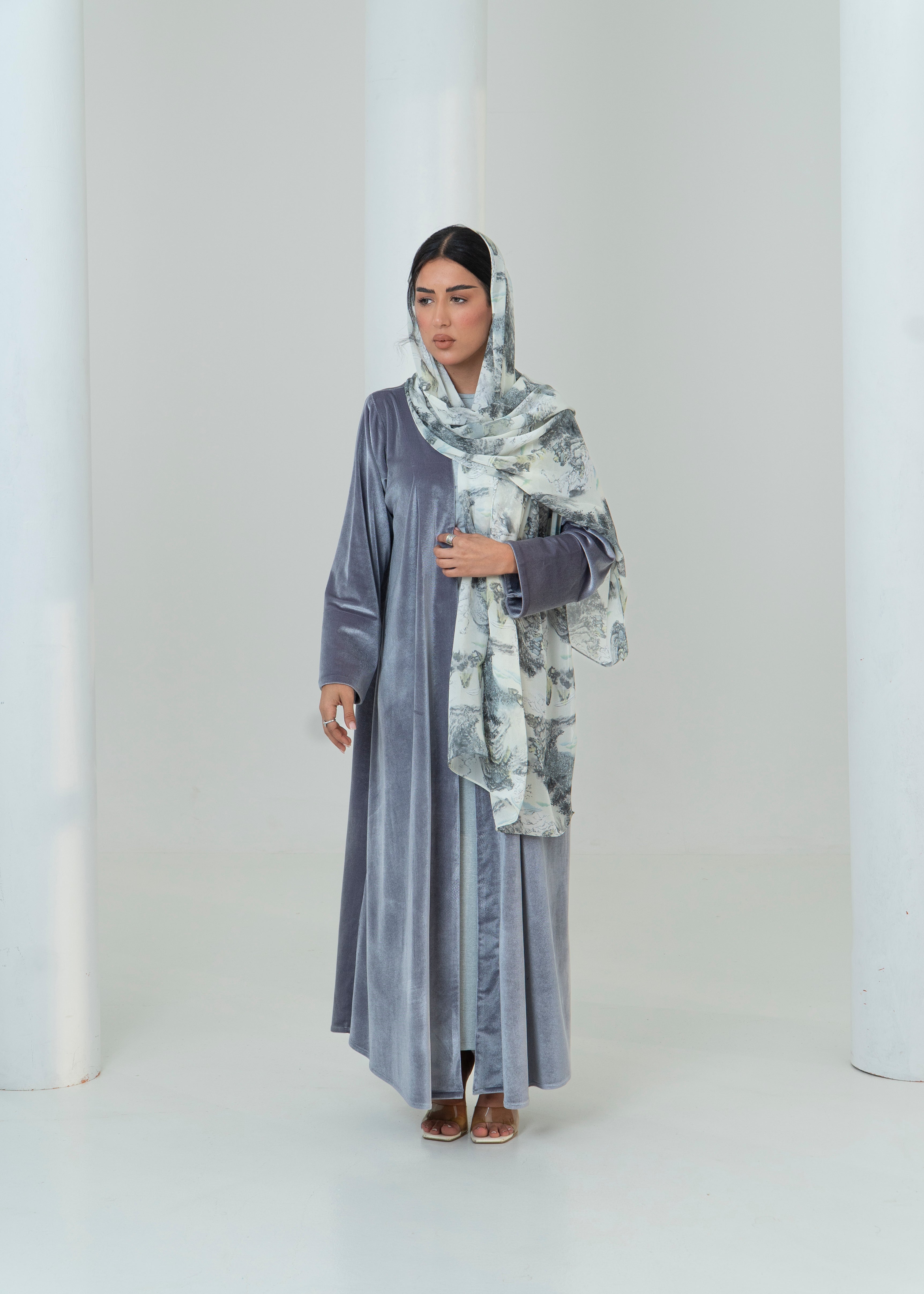 LS196 Grey A Cut Velvet Summer Abaya (Copy) (Copy)