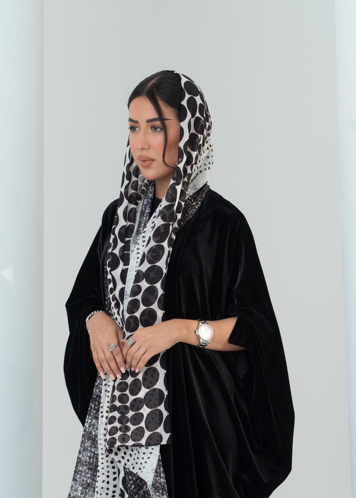 LS194 Black Bisht Cut Summer velvet Abaya (Copy)