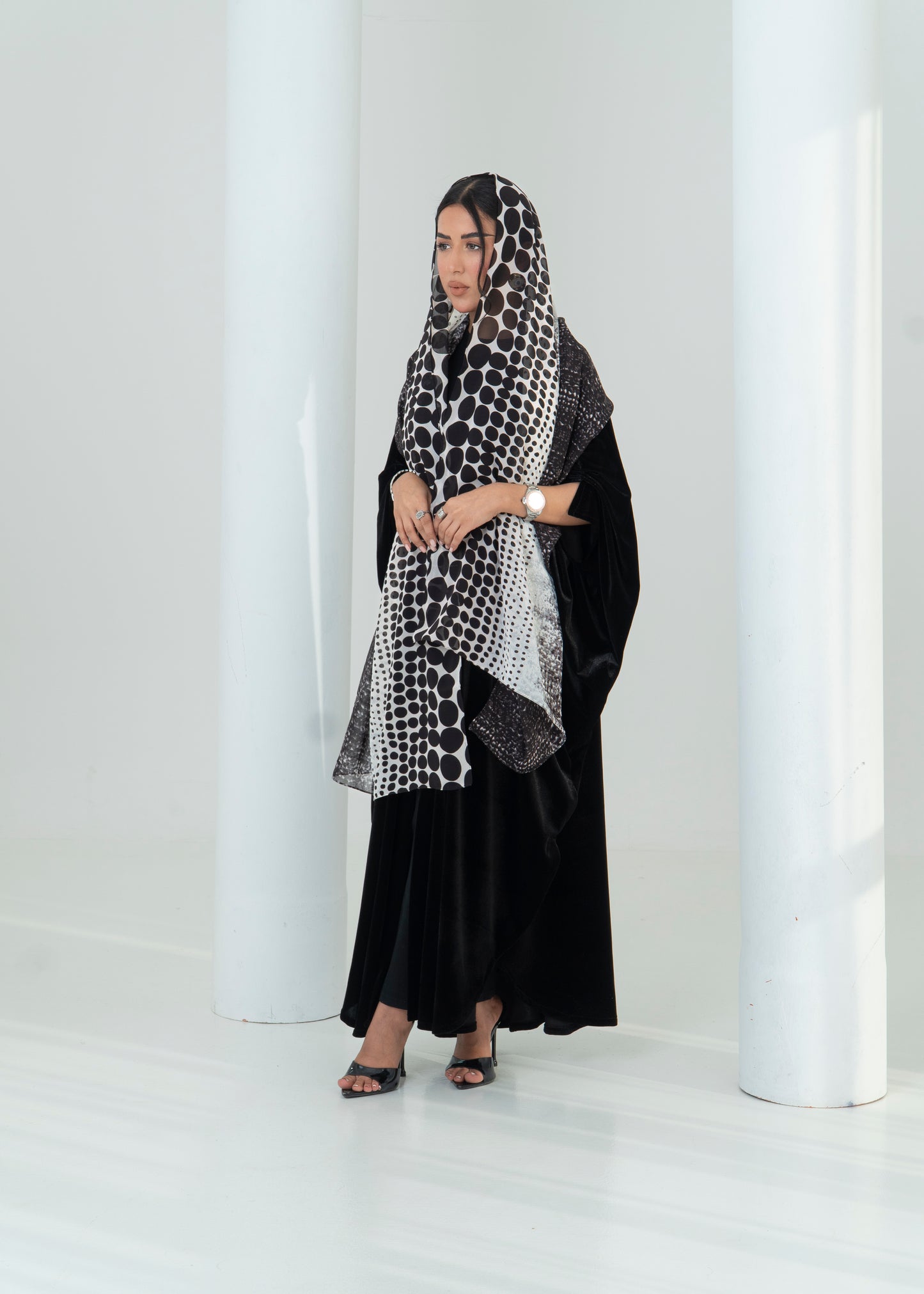 LS194 Black Bisht Cut Summer velvet Abaya (Copy)