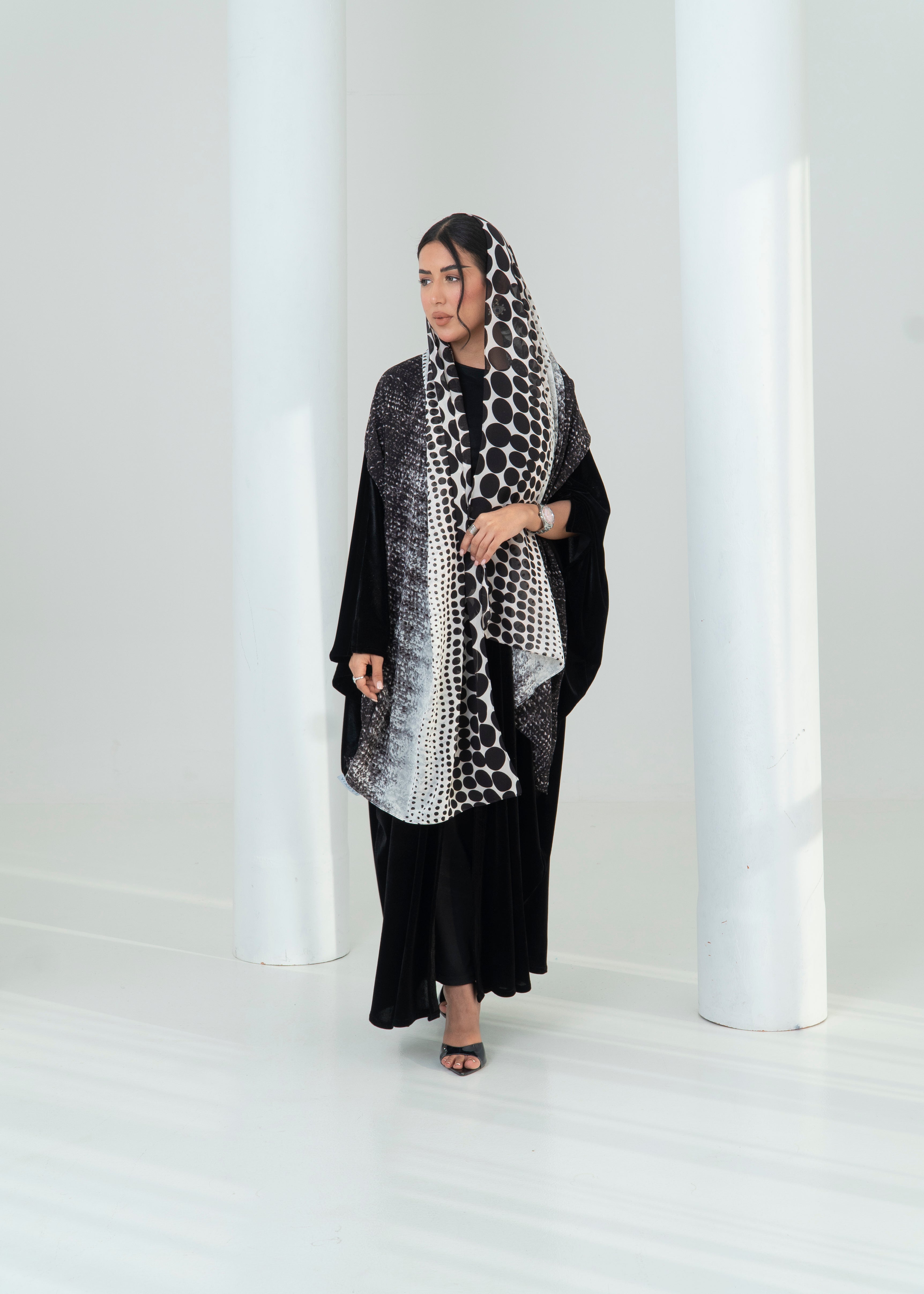 LS194 Black Bisht Cut Summer velvet Abaya (Copy)