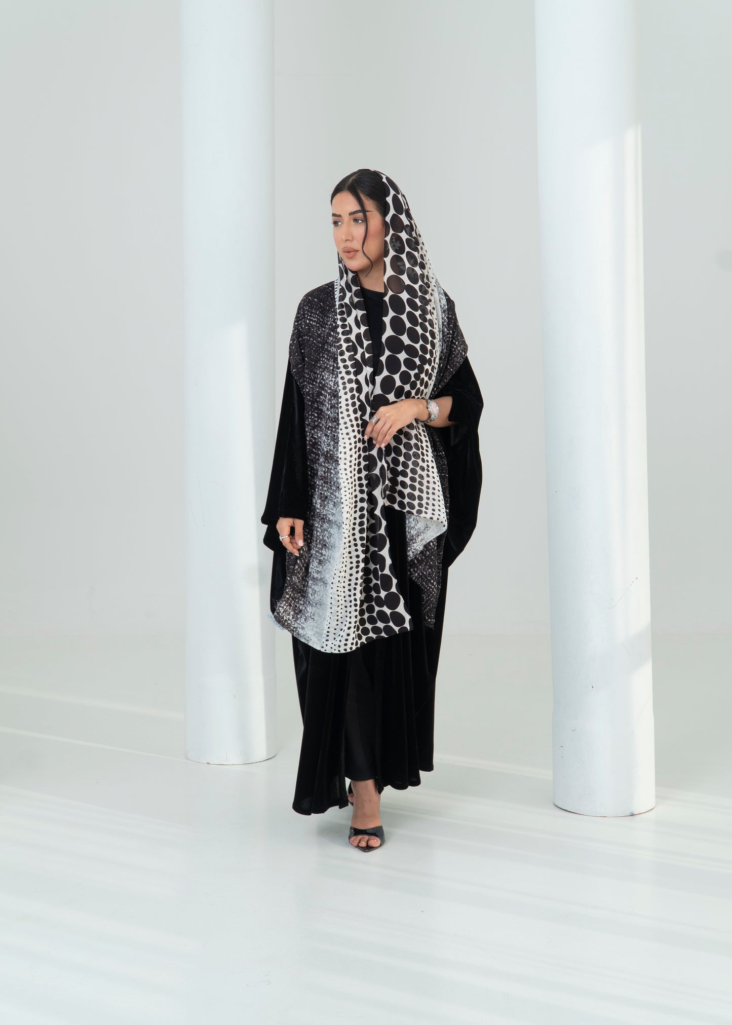 LS194 Black Bisht Cut Summer velvet Abaya (Copy)