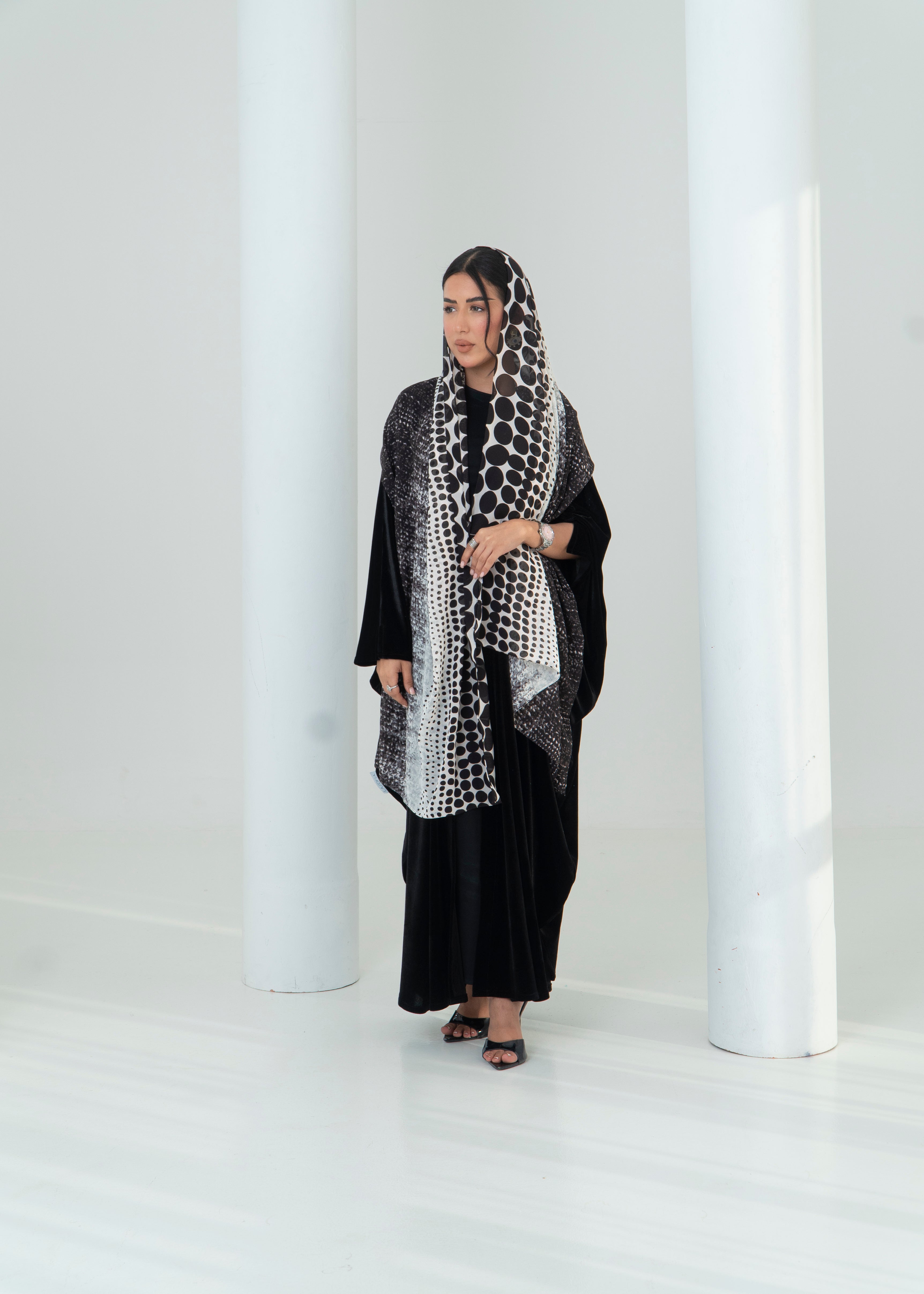 LS194 Black Bisht Cut Summer velvet Abaya (Copy)