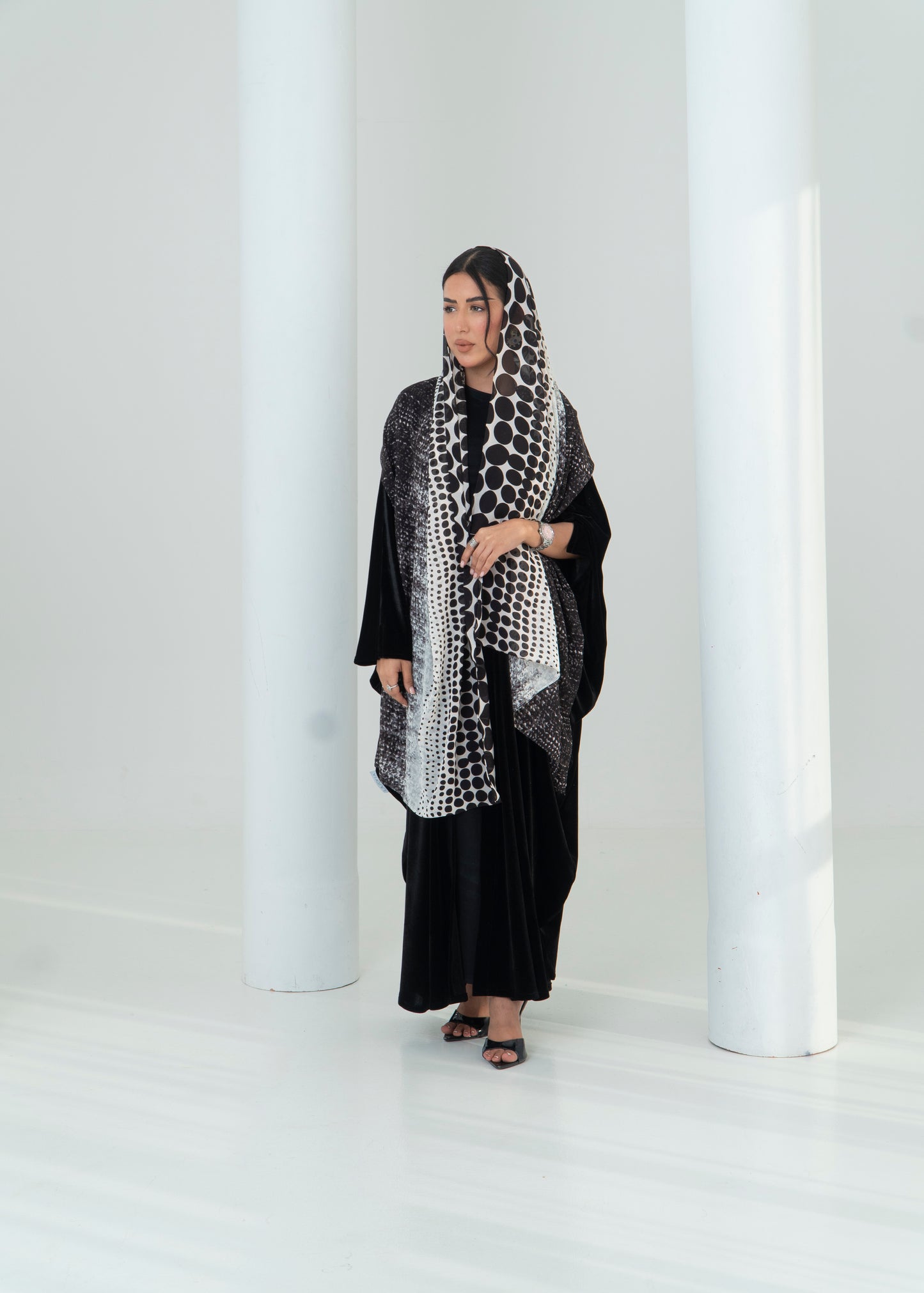 LS194 Black Bisht Cut Summer velvet Abaya (Copy)