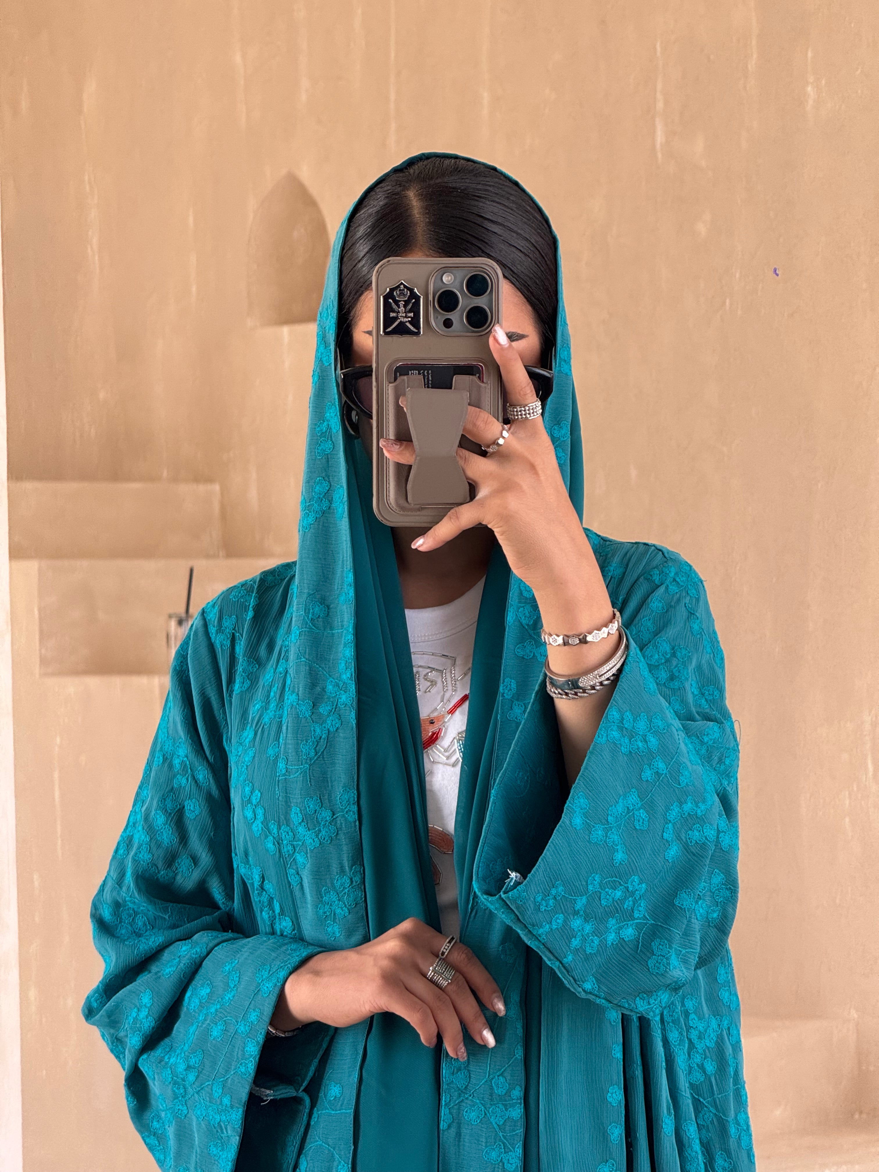 LS161 Turquoise A Cut Modest Abaya