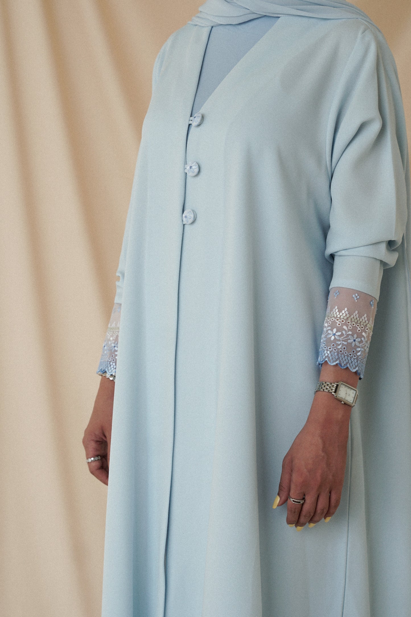 LS164 - Blue A Cut Summer  Abaya