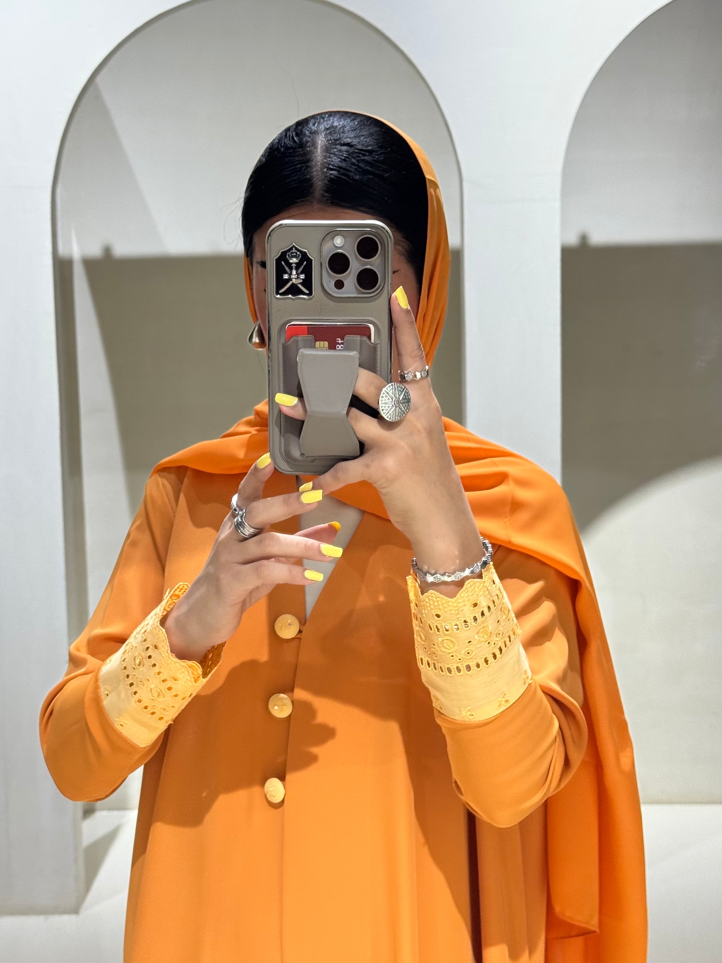 LS165 - Orange A Cut Summer Abaya
