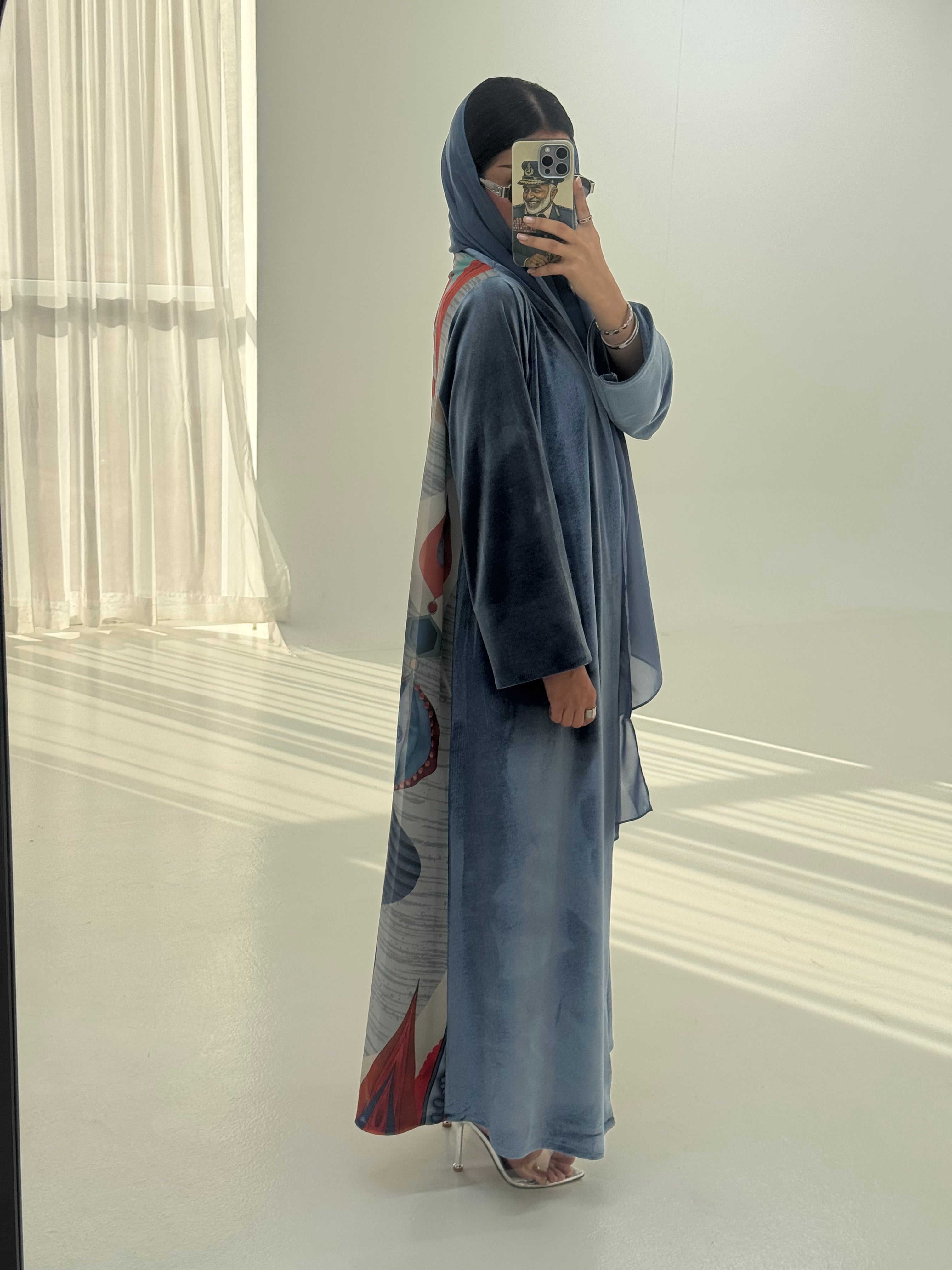LS200 navy A Cut Summer velvet Abaya (Copy) (Copy)