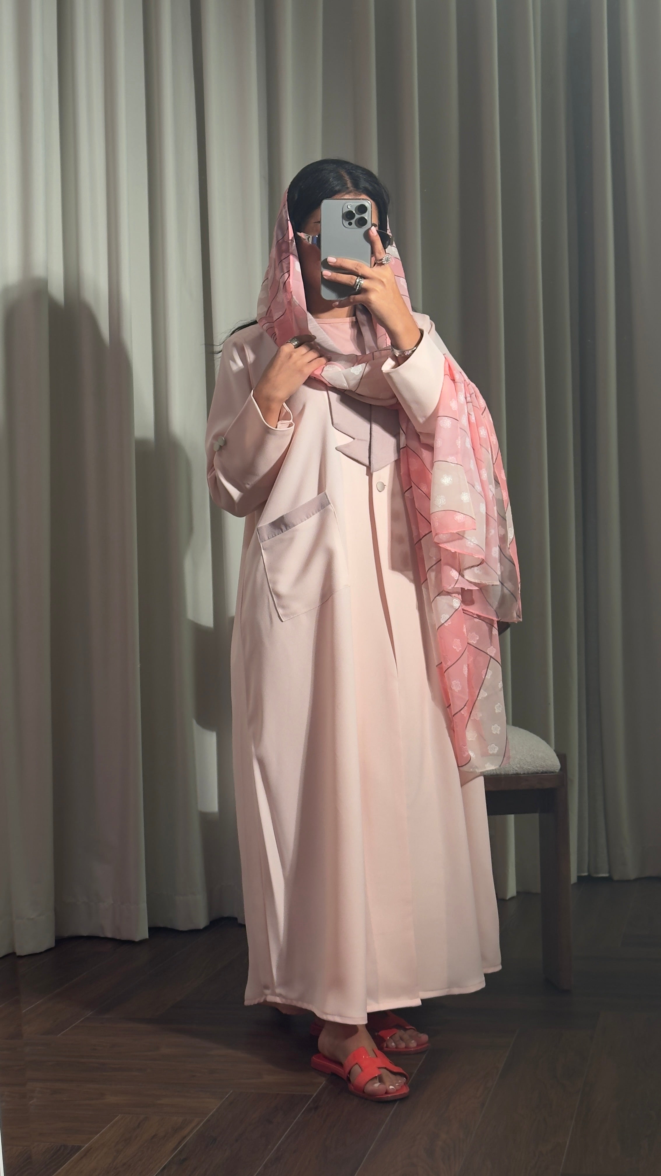 LS186 Pink Blazer A Cut Summer Abaya