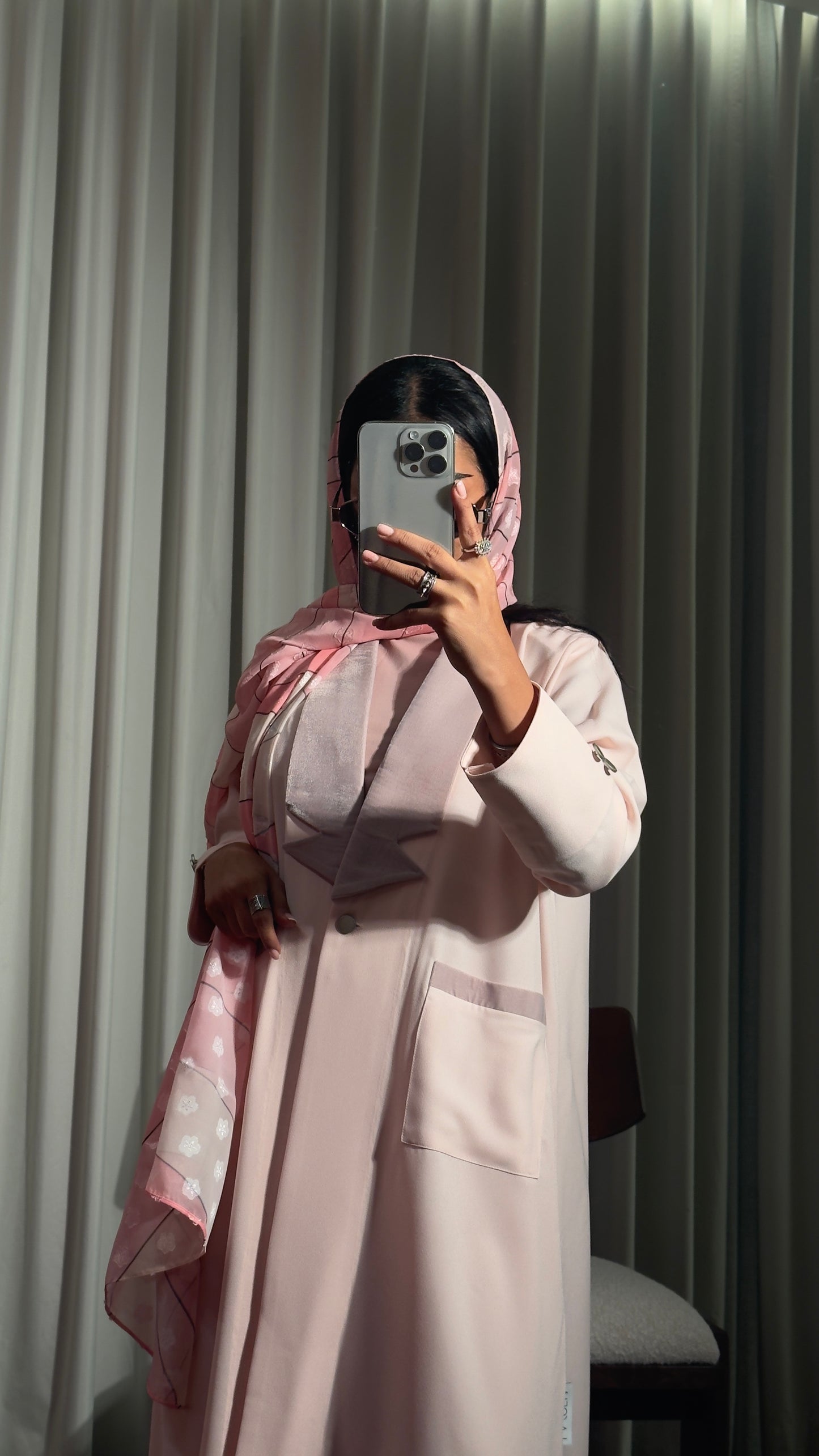 LS186 Pink Blazer A Cut Summer Abaya
