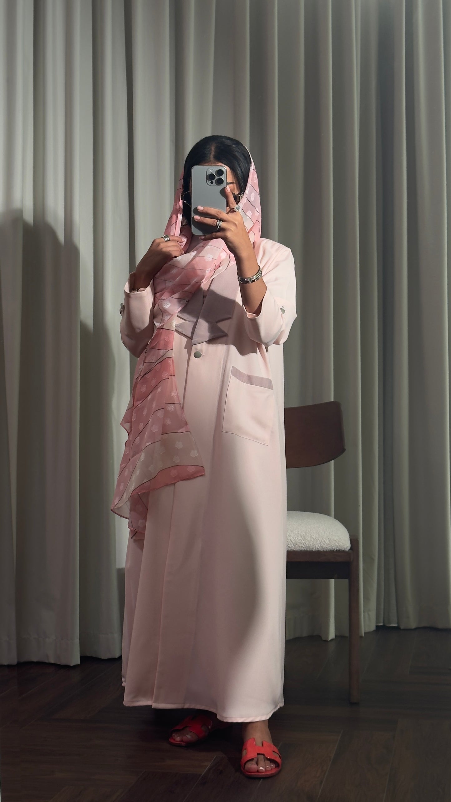 LS186 Pink Blazer A Cut Summer Abaya