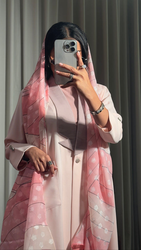 LS186 Pink Blazer A Cut Summer Abaya