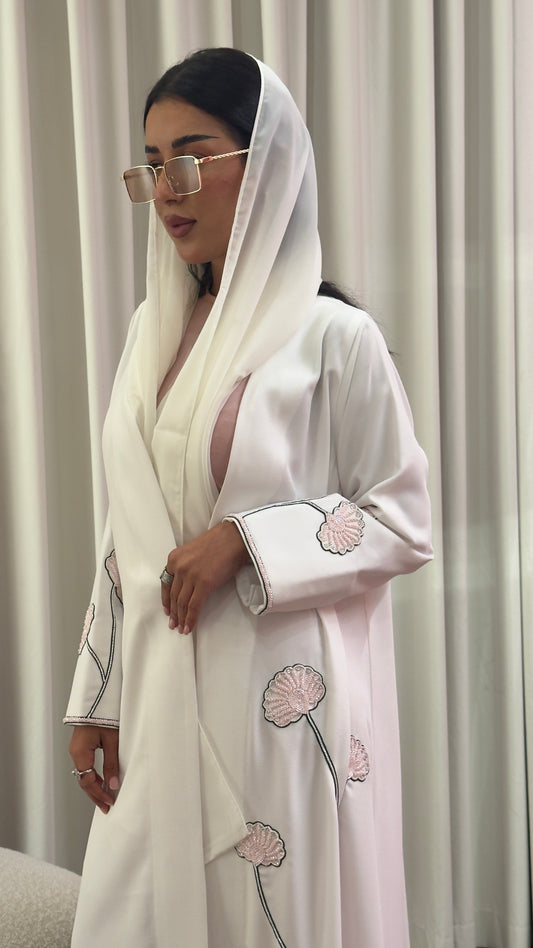 LS191 white A cut Modest Abaya