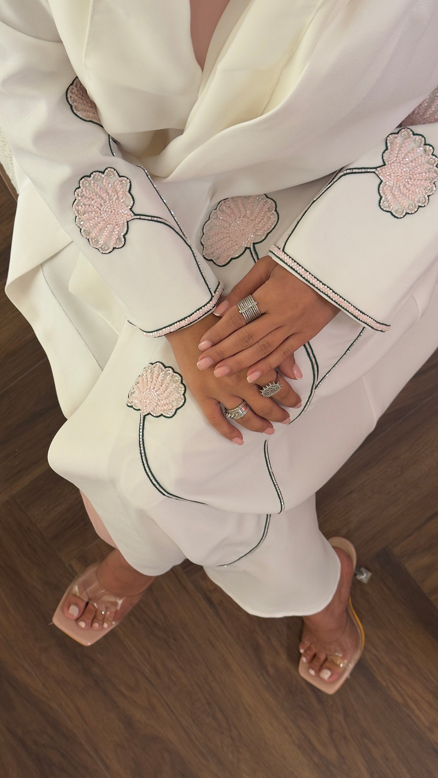 LS191 white A cut Modest Abaya