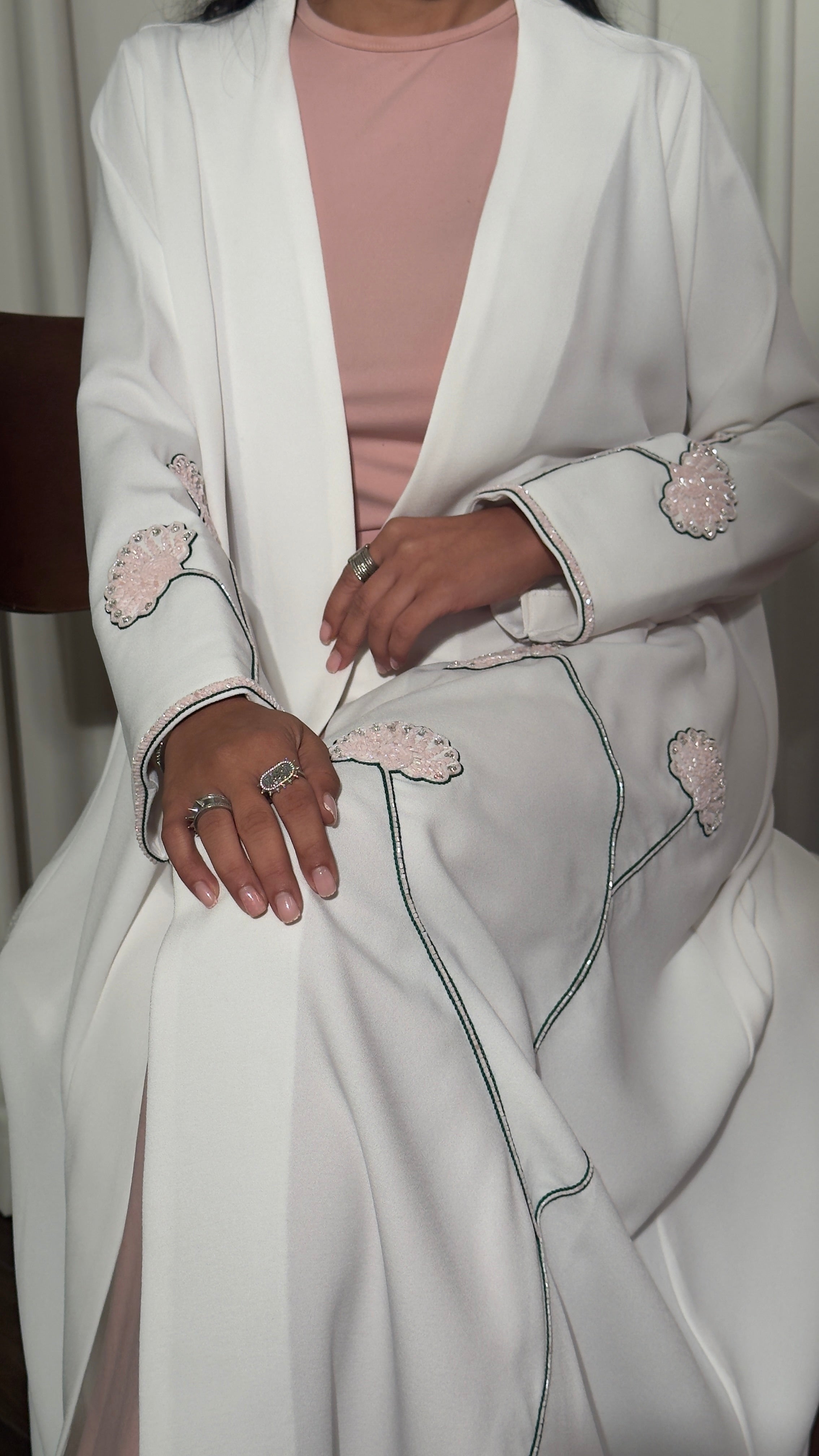 LS191 white A cut Modest Abaya