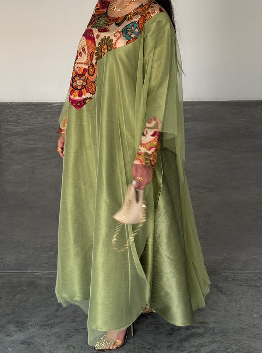LS188 Green Acut Modest Dress