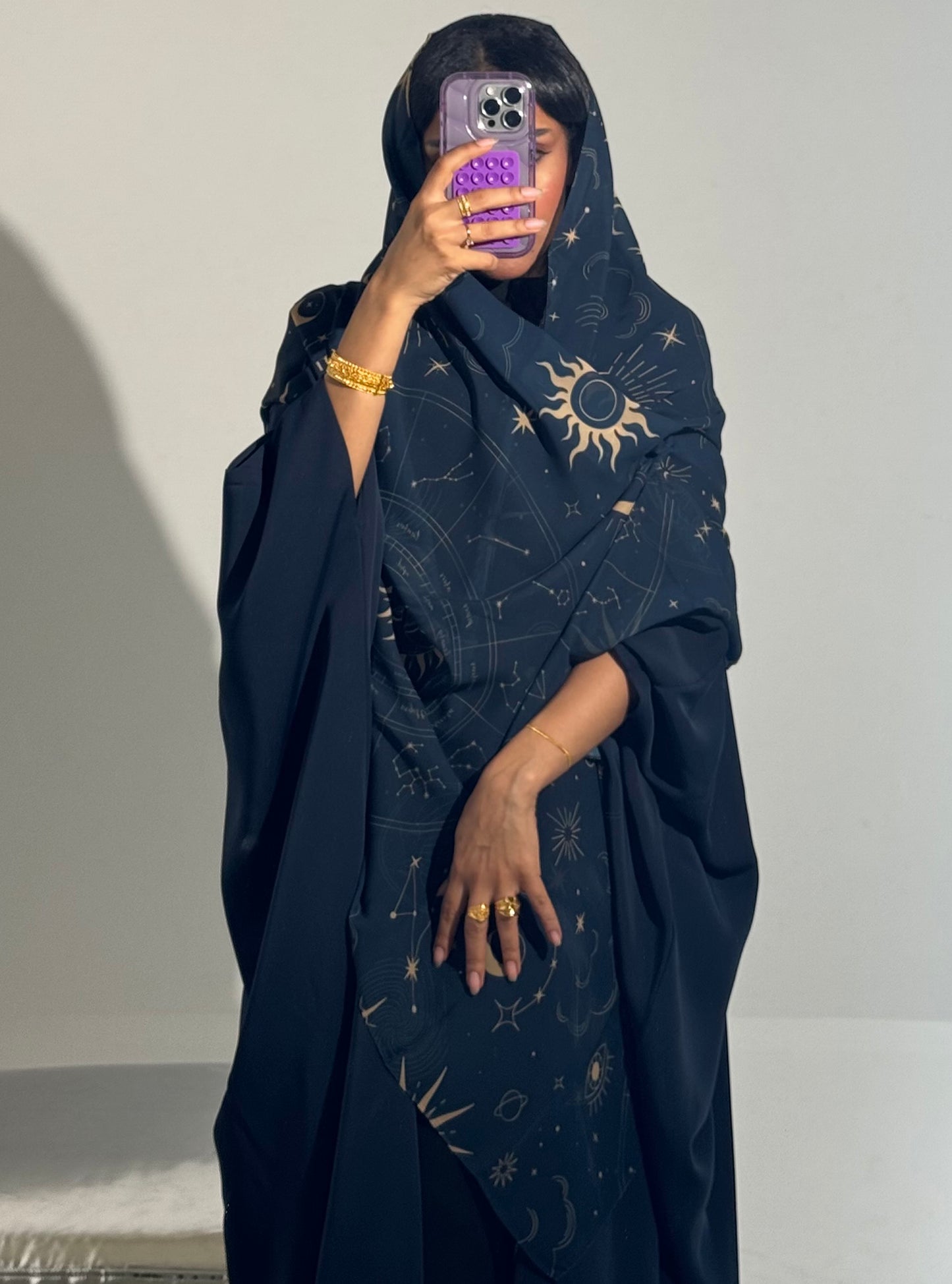 LS183 Navy blue A cut Modest Abaya
