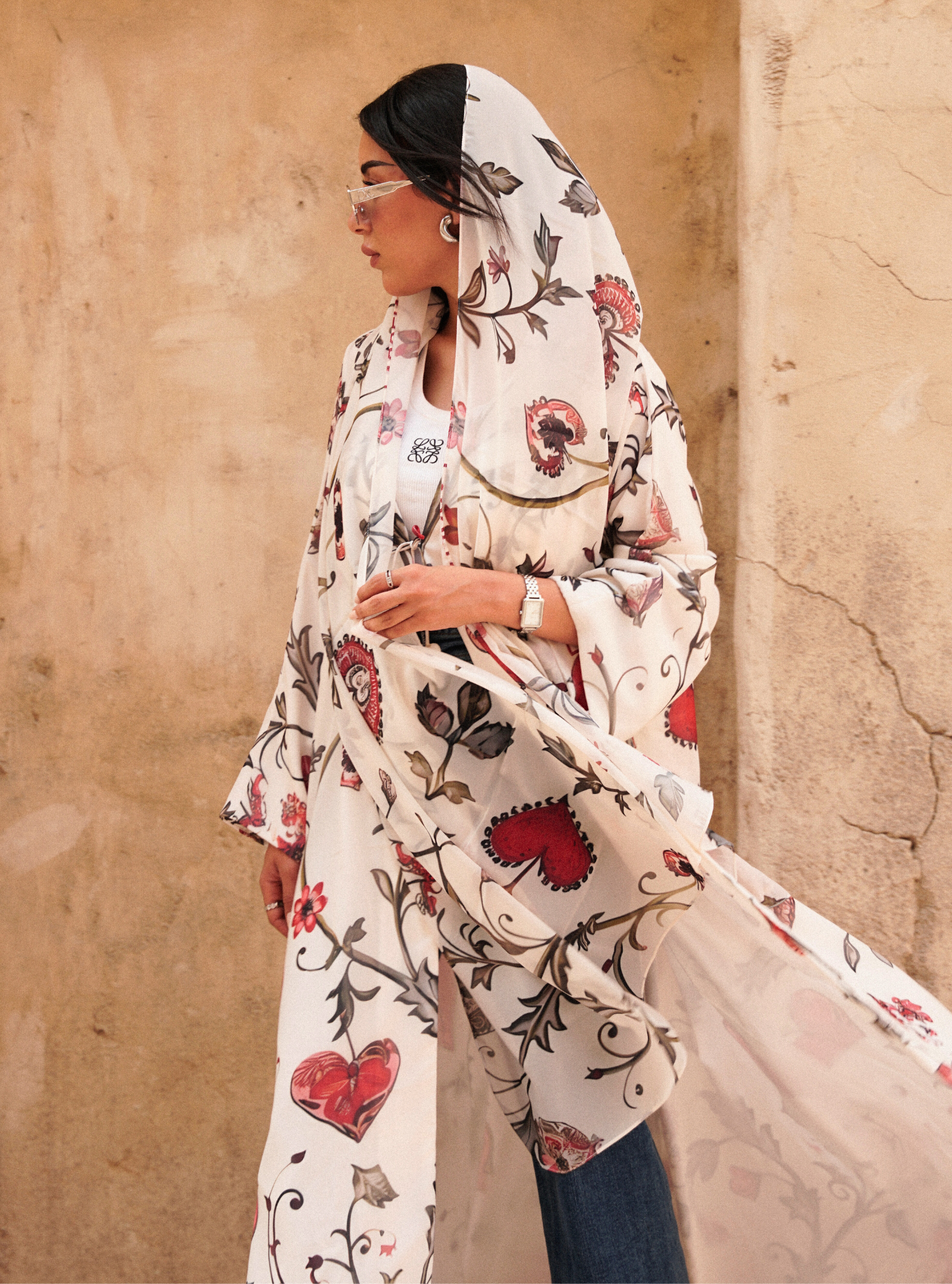 LS169- White A Cut Summer Abaya